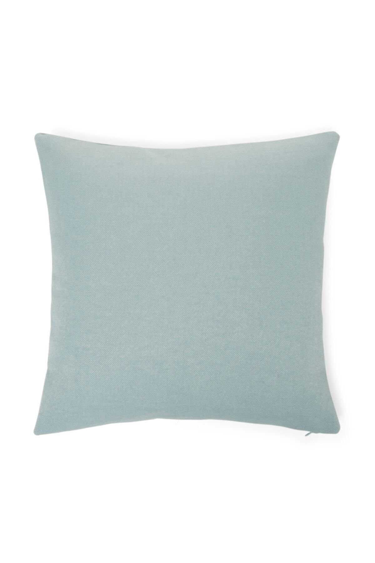 DEKORANLA Bebek mavisi keten kırlent kılıfı 50x50 cm, şık ve doğal dekor seçeneği
