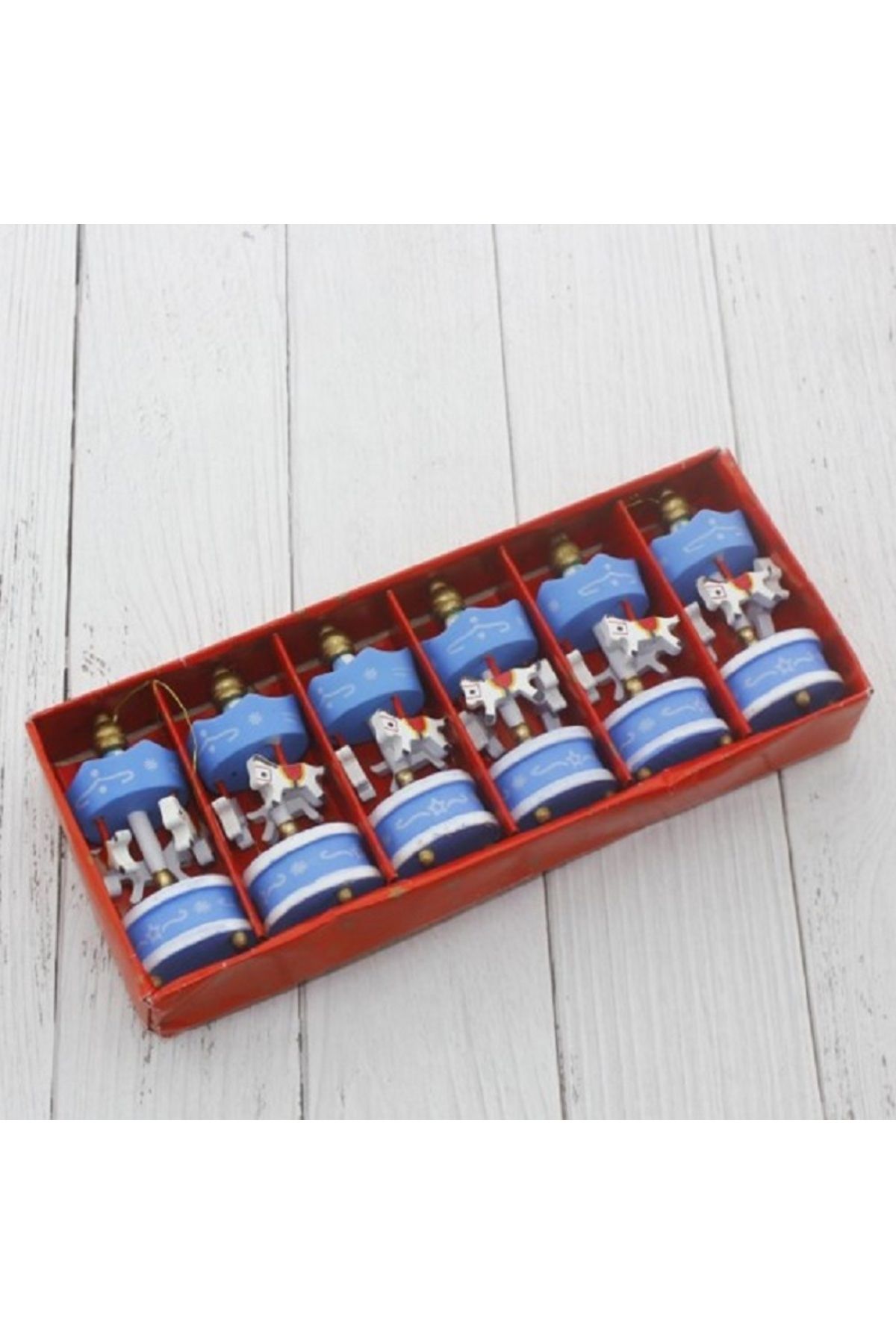 LAYLAEVENTS 6 lı Mini Ahşap Atlı Karınca -Mavi