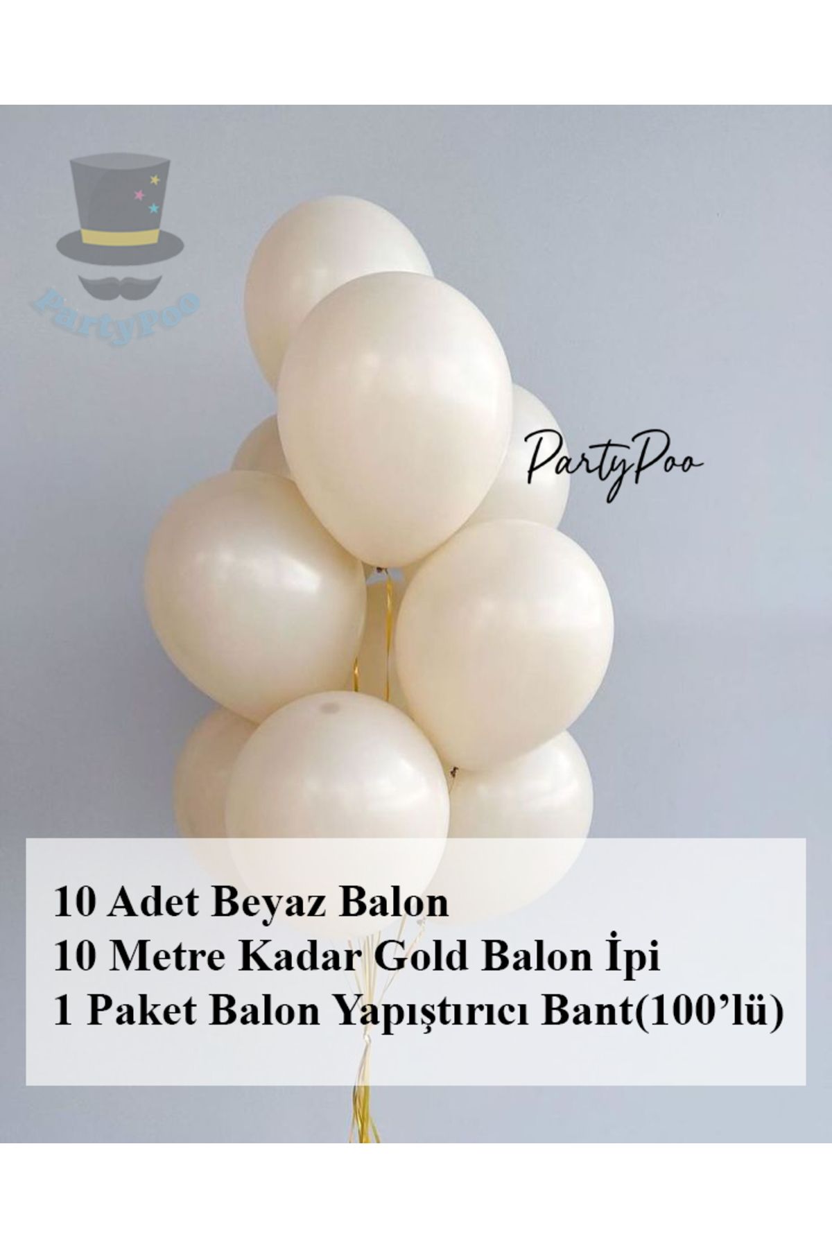 PartyPoo Bride to Be 10 Beyaz Balon Seti – Bekarlığa Veda, Parti ve Doğum Günü Süsleme Malzemesi