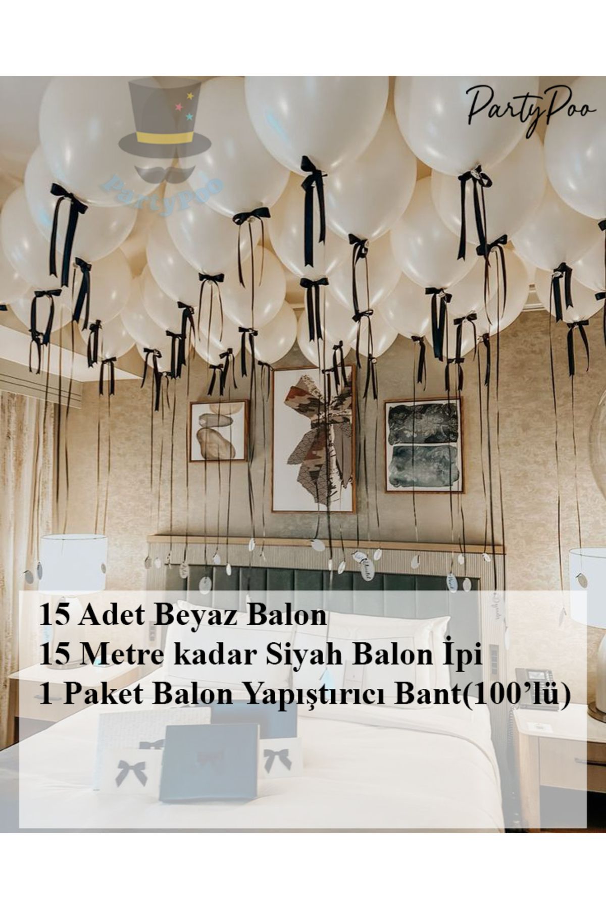 PartyPoo Bride to Be 15 Beyaz Balon Seti – Bekarlığa Veda ve Özel Gün Parti Süsleme Malzemesi