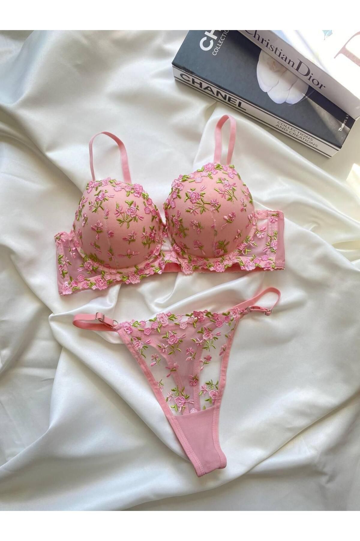 CES'Y LİNGERİE Çitir Destekli̇ Push-up Balenli̇ Seksi̇ Günlük Şik Sütyen Takim