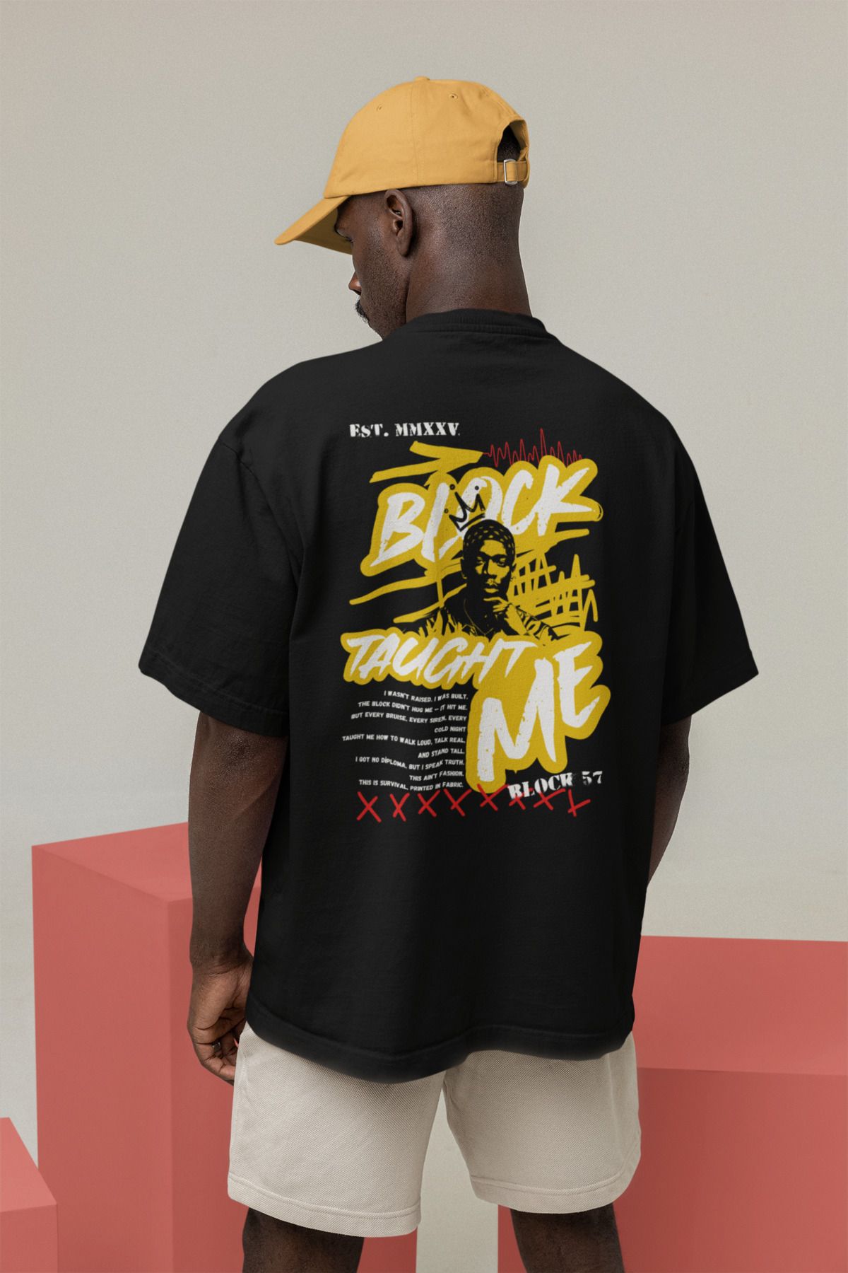 Was Plus Unisex Siyah Oversize %100 Pamuklu T-shirt Graffiti Tarzı Renkli Sırt Baskılı Streetwear