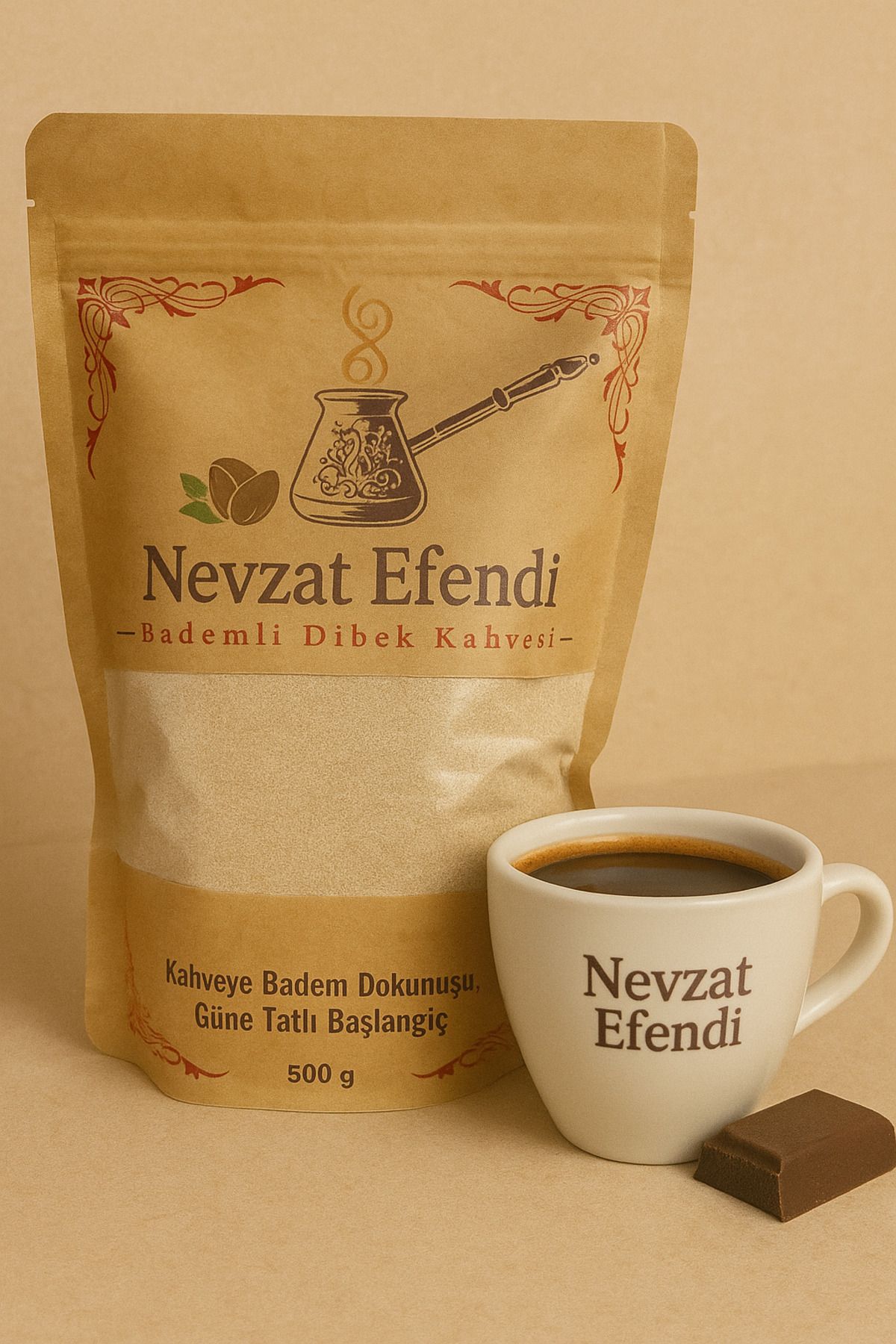 nevzatefendi Nevzat Efendi Bademli Dibek Kahvesi 500 g – Geleneksel Tat, Bademin Zarafetiyle