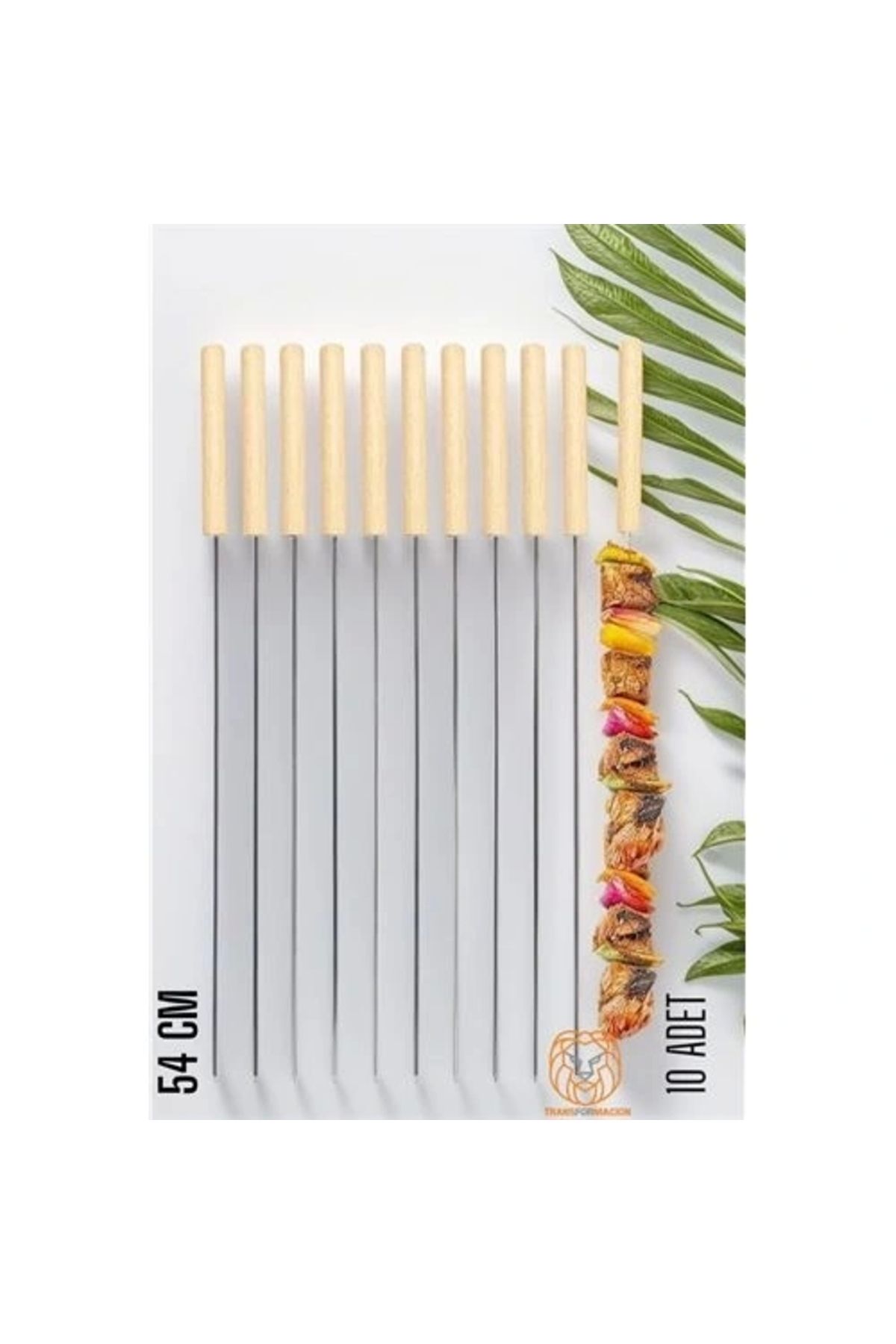 shopwave Şiş Çubuğu Mangal Şişi Ahşap Saplı Kebap Şişi 10 Adet Ahşap Saplı