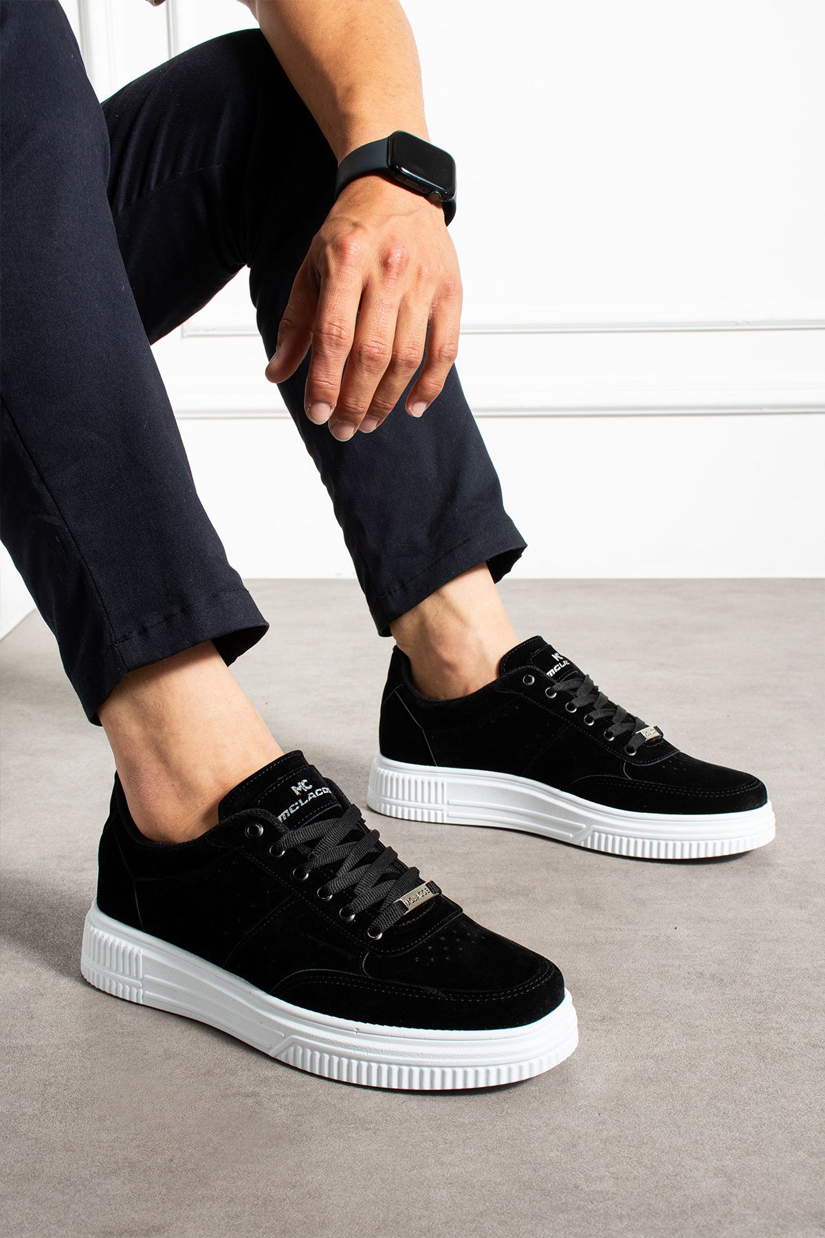 MCLACOS Erkek Sneaker Günlük Spor Ayakkabı Yüksek Taban Siyah Beyaz - Rahat Tasarım Q3