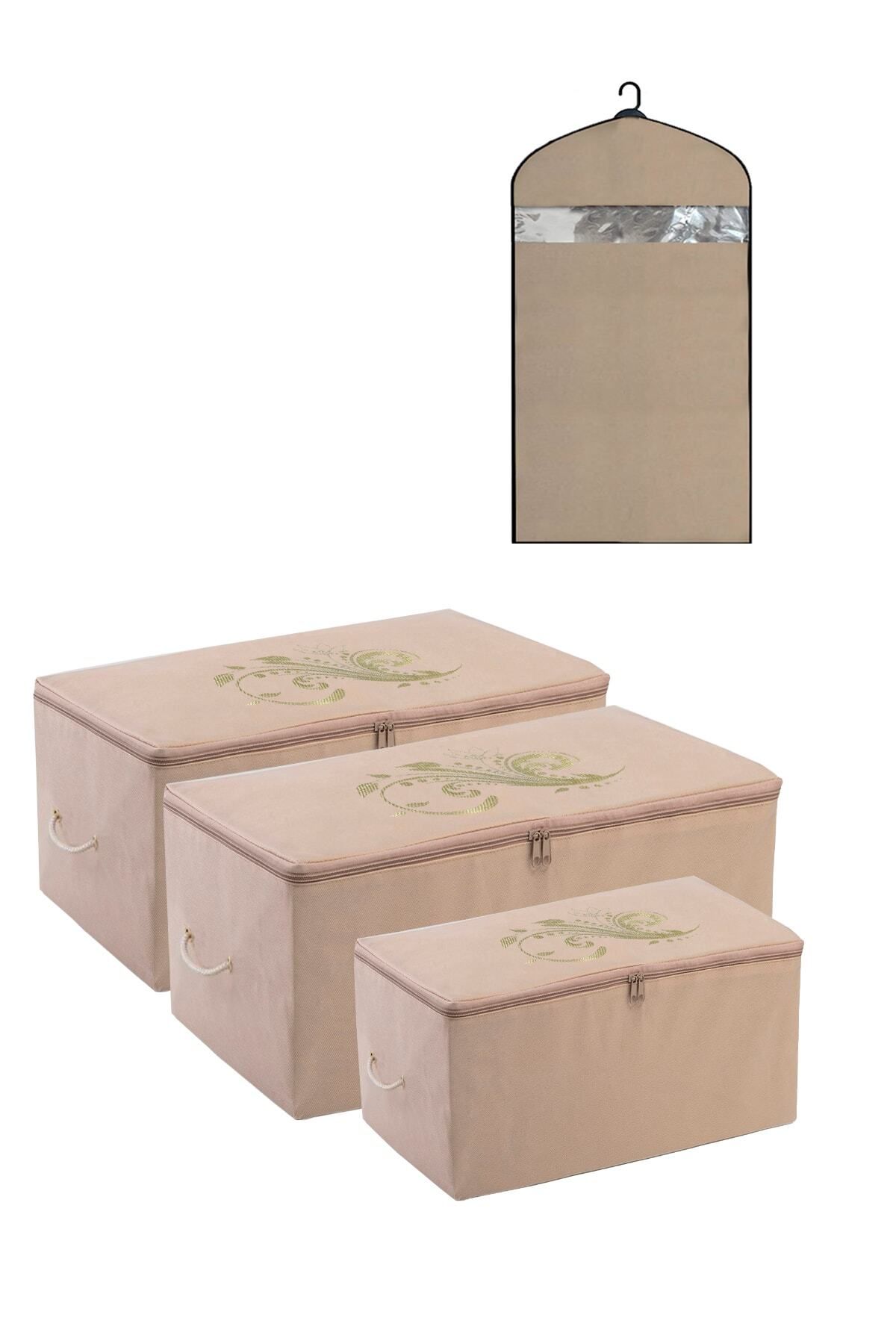 AboutThePerfect 4'lü Elbise Kılıfı Seti, Organizer, Saklama Çantası 64x41x35 / 52x28x21 cm