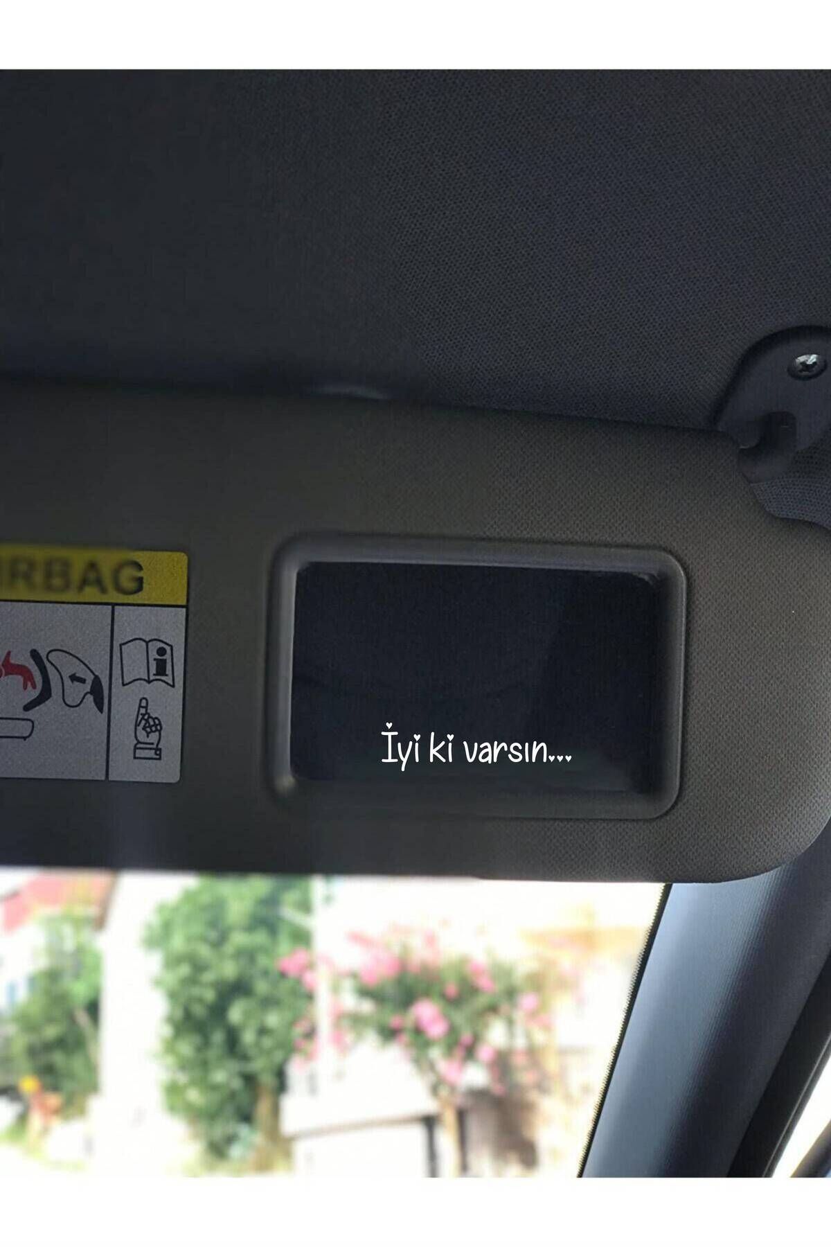 hediyenebak İyi Ki Varsın Araba İçi Ayna, Araç Makyaj Ayna Etiket Sticker 9x1,2 cm 2'li
