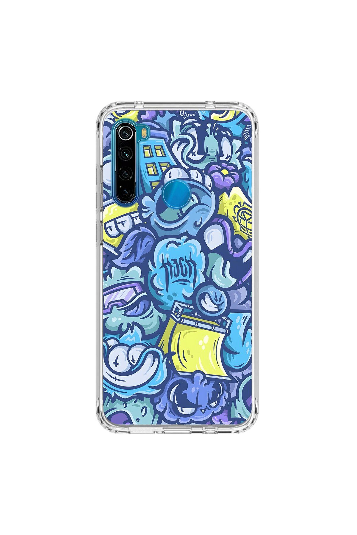Dali Design Xiaomi Redmi Note 8 Uyumlu Şeffaf Kılıf Graffiti 9 Tasarımlı