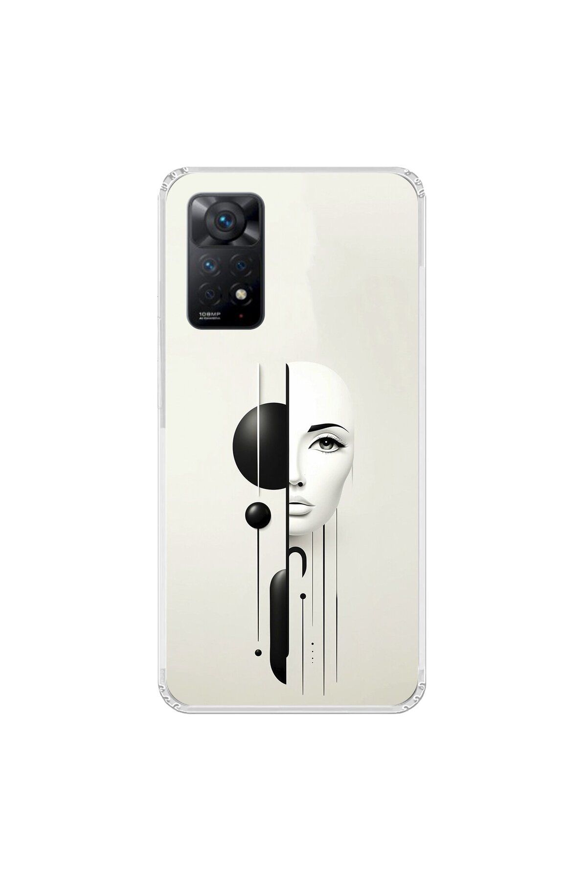 Dali Design Xiaomi Redmi Note 11 Pro Uyumlu Şeffaf Kılıf Estetik Yüz 2 Tasarımlı
