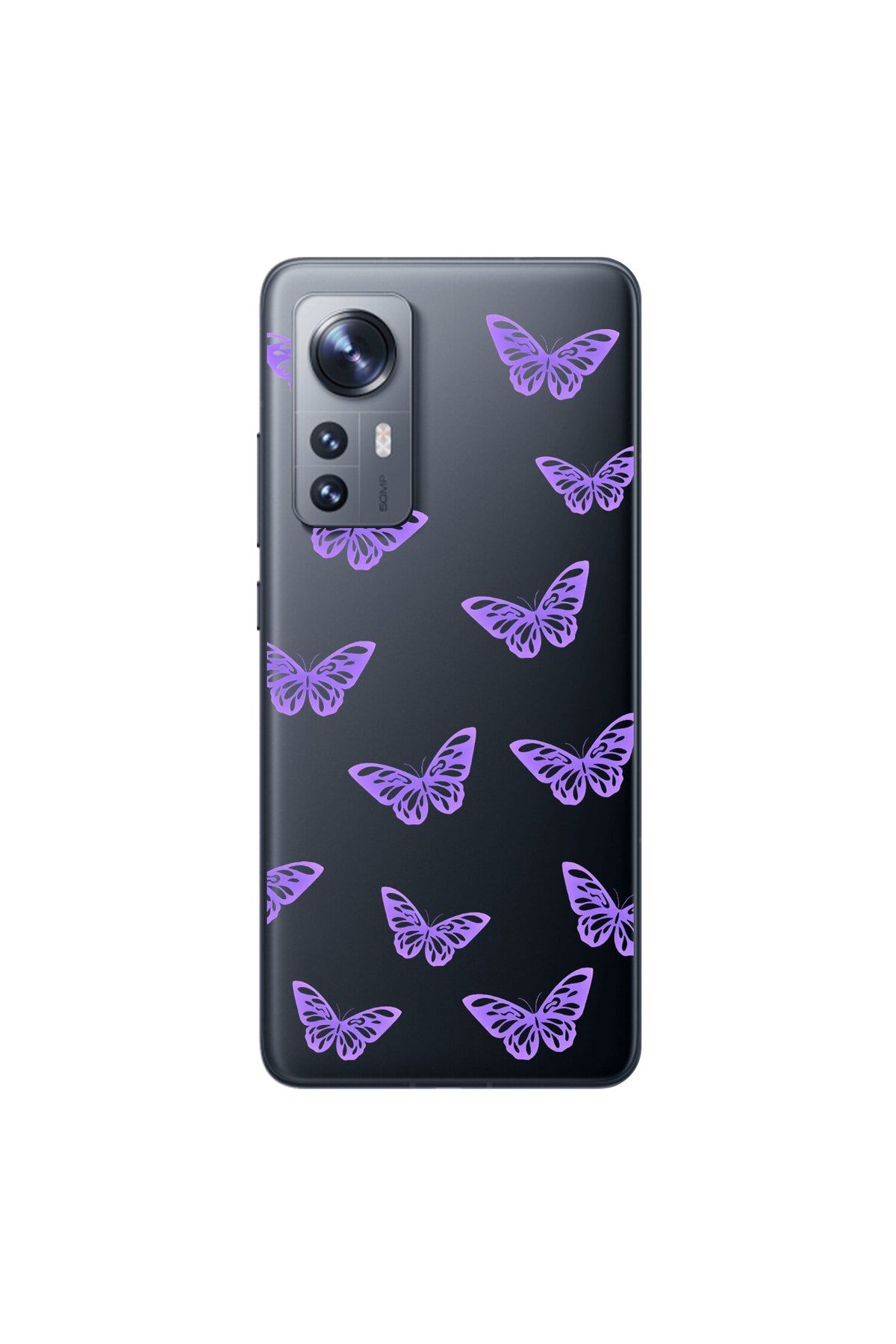 Dali Design Xiaomi Mi 12 Uyumlu Şeffaf Kılıf Kelebek 4 Tasarımlı