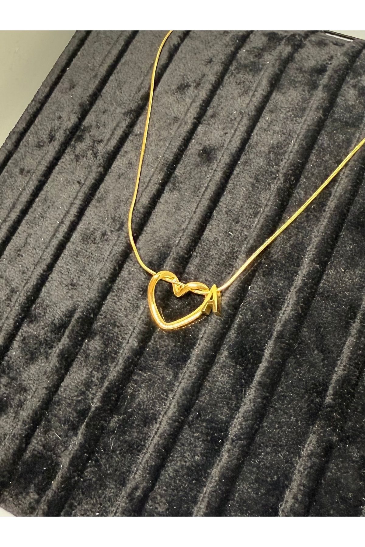 Gulsah's Store Çelik gold minimalist kalpli harfli kolye