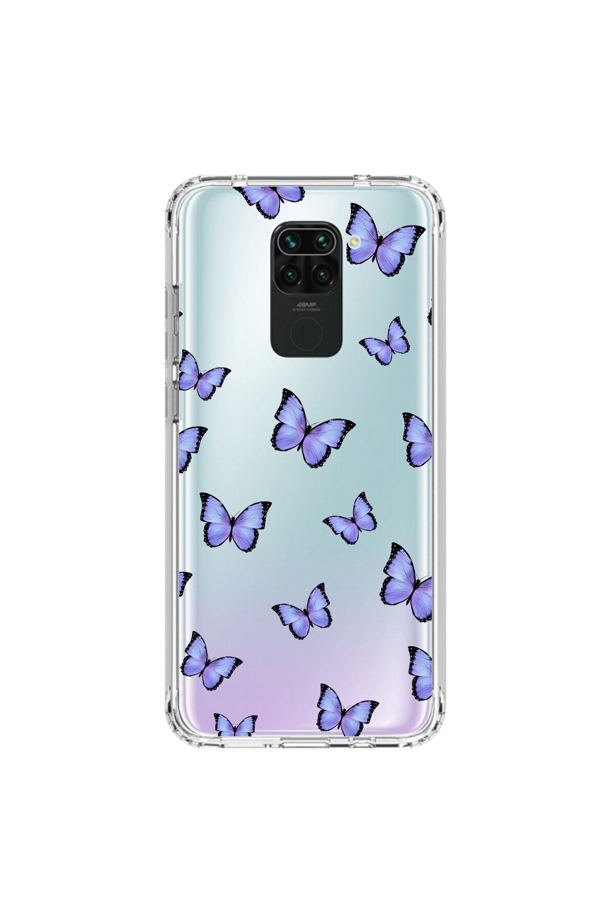 Dali Design Xiaomi Redmi Note 9 Uyumlu Şeffaf Kılıf Kelebek 3 Tasarımlı