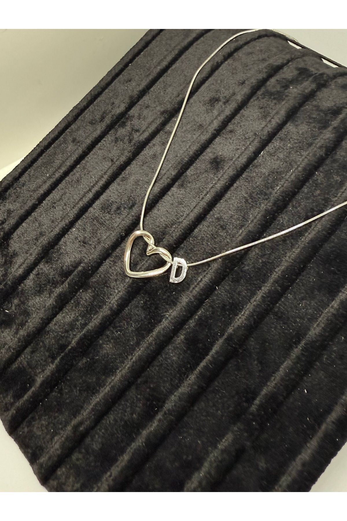 Gulsah's Store Çelik silver minimalist kalpli harfli kolye