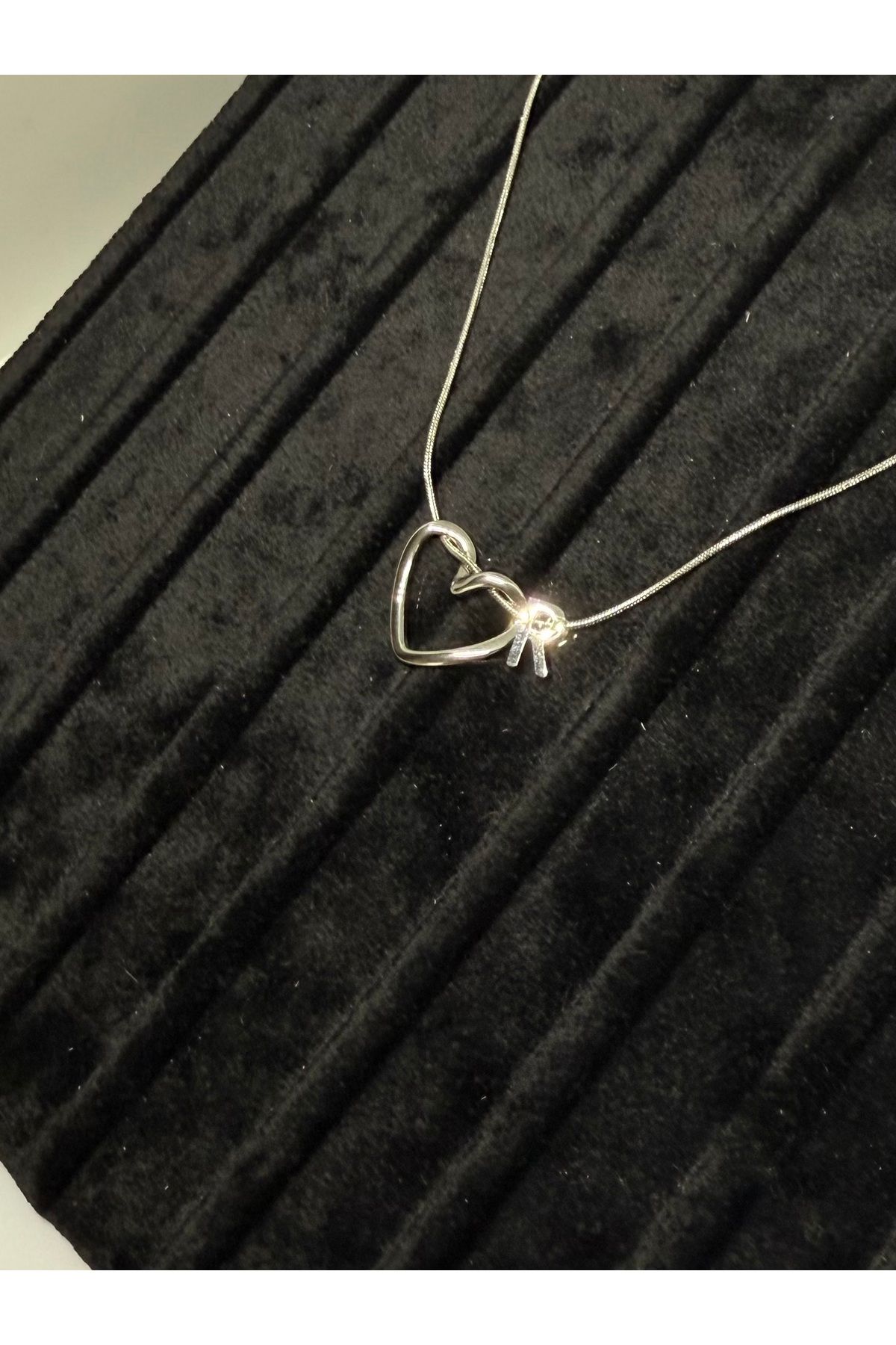 Gulsah's Store Çelik silver minimalist kalpli harfli kolye