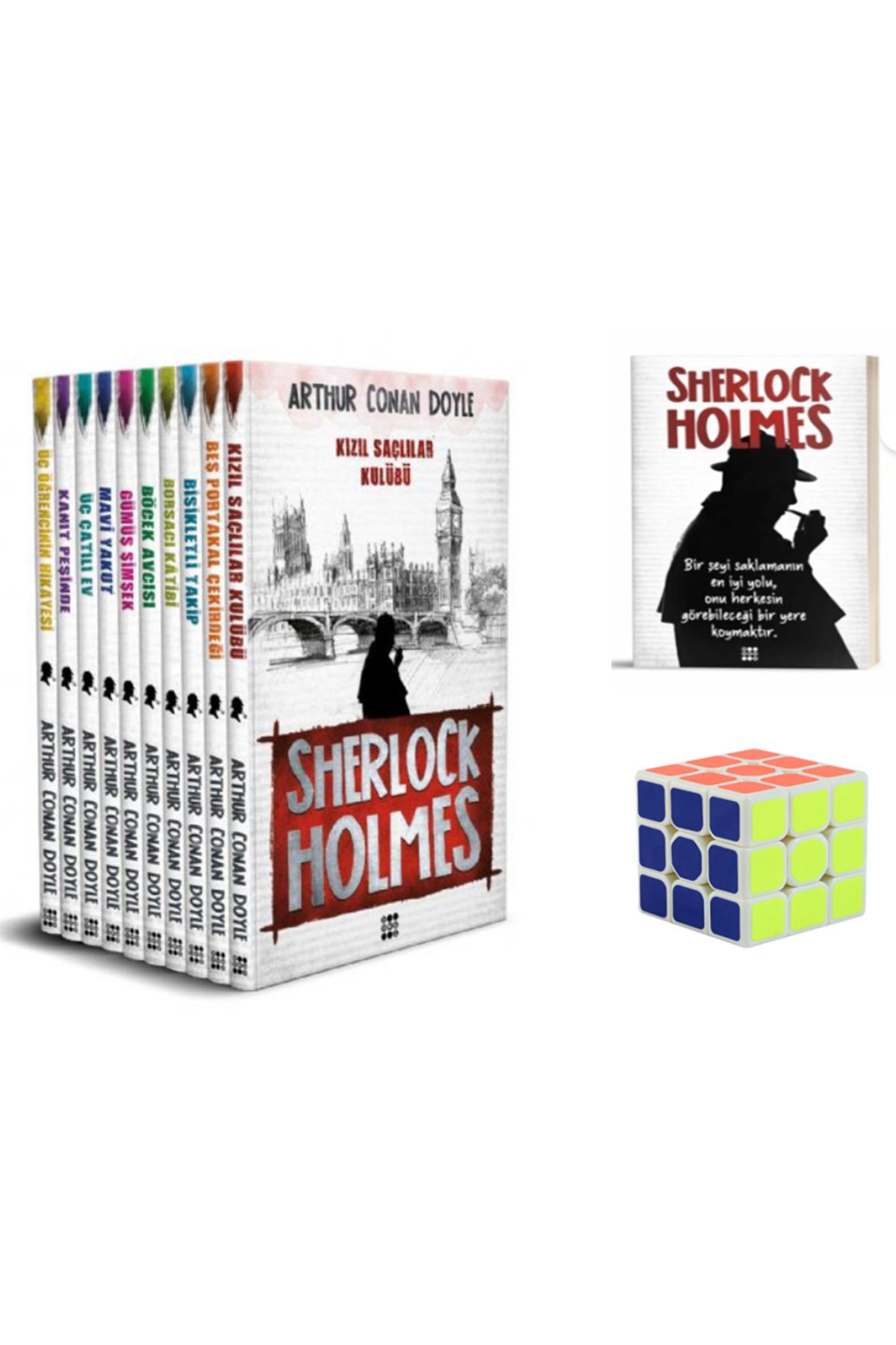 Dokuz Yayınları Sherlock Holmes Hikayeler 10 kitap zeka küpü ve defter hediyeli