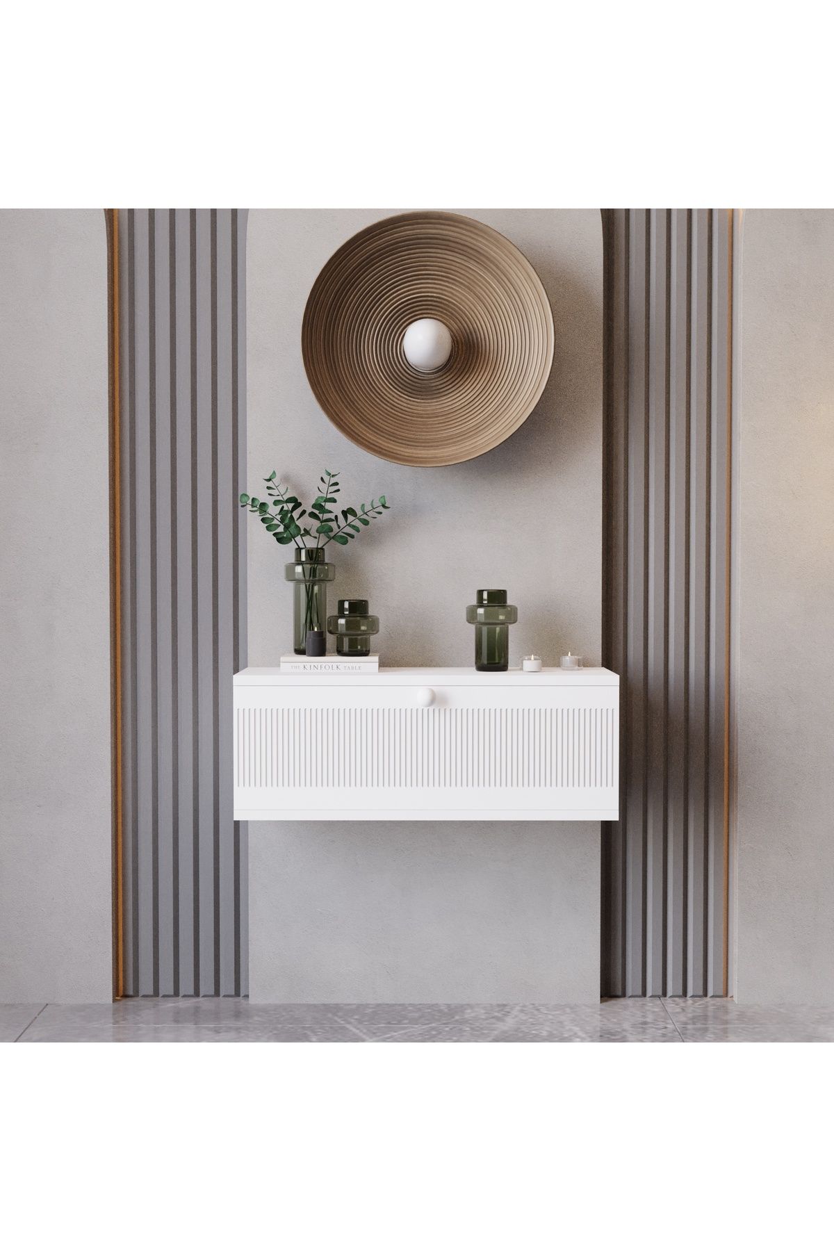 melura home MELURA DRESUAR BEYAZ %100 MDF KAPAKLI DUVARA MONTE