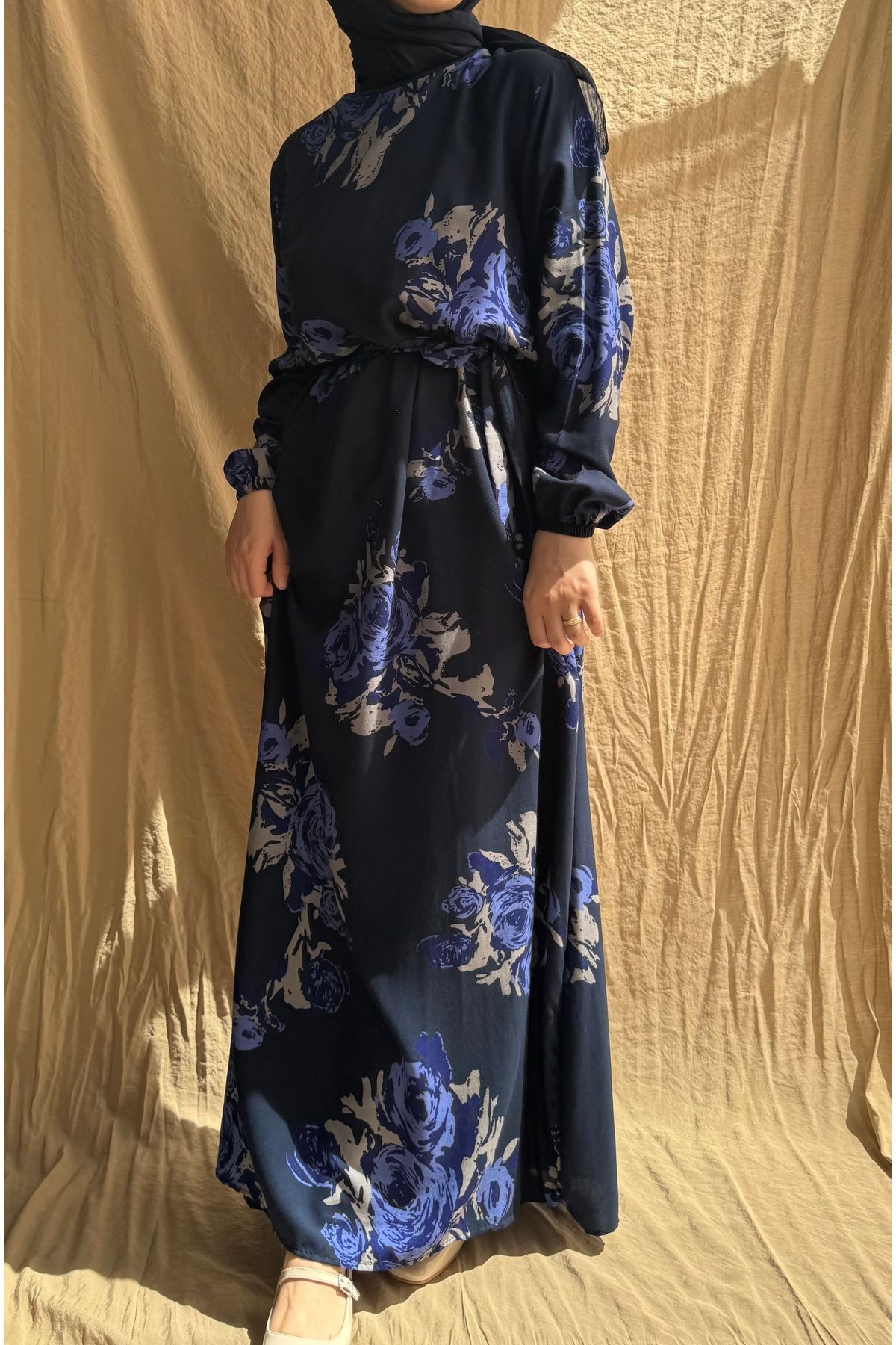 Mina Terzi&Butik Gece Çiçeği Laci Pamuklu Tesettür Elbise