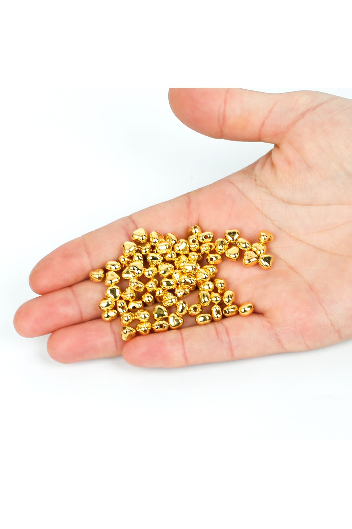 yfhobi 20 gram - 6 mm Gold Kaplama Kalp Desen Plastik Boncuk (20 gram - 190-200 Adet Arası)