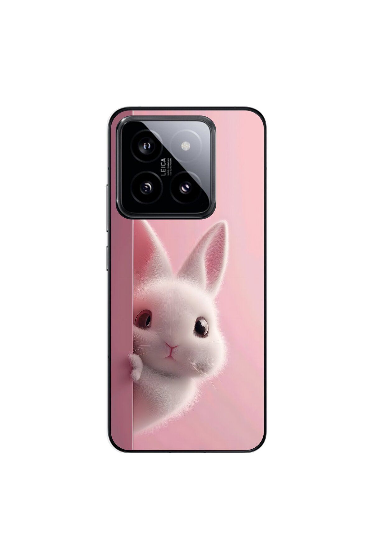 Dali Design Xiaomi Mi 14 Pro Uyumlu Şeffaf Kılıf 5 Peluş Tavşan Tasarımlı