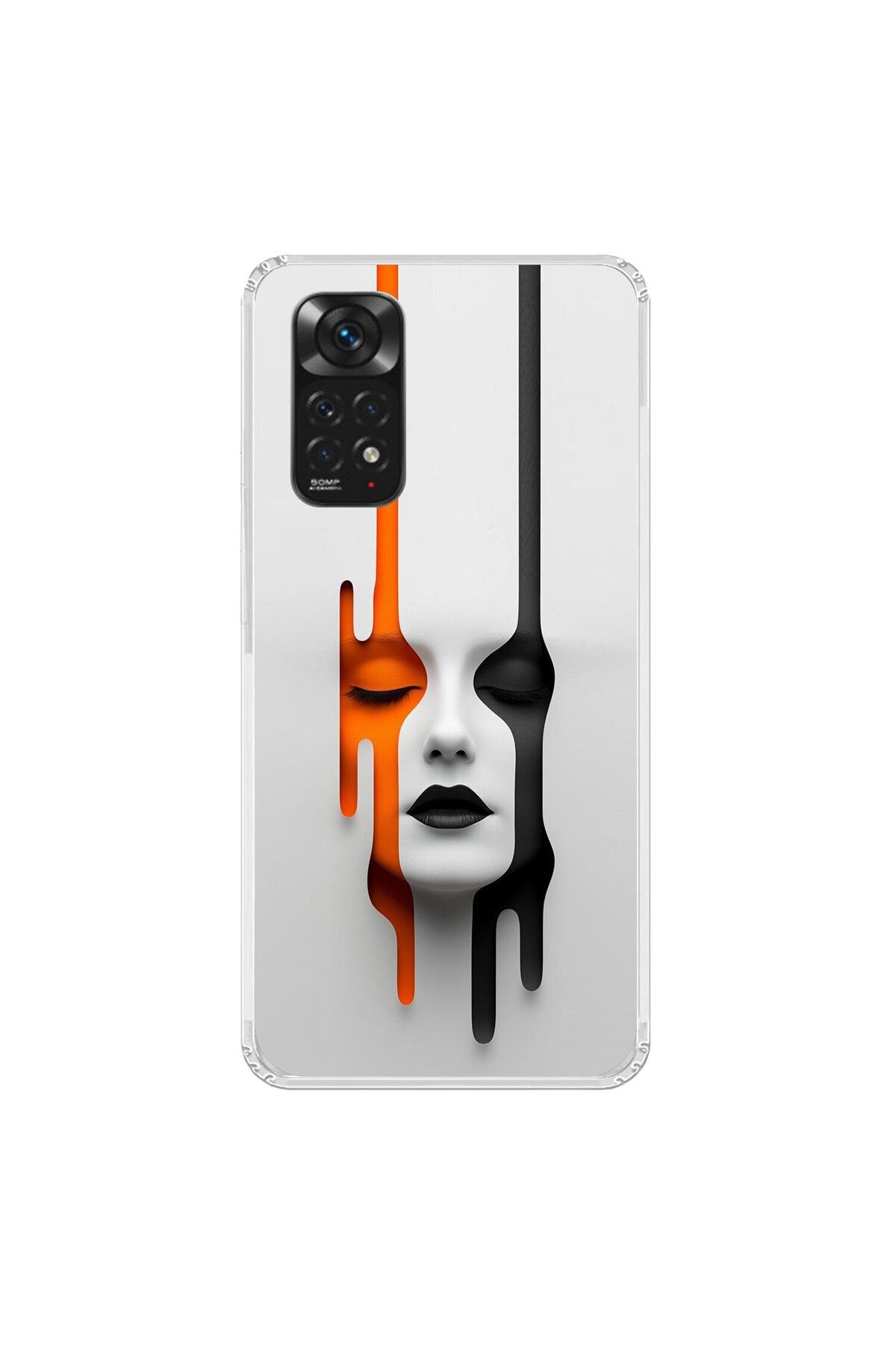 Dali Design Xiaomi Redmi Note 11 Uyumlu Şeffaf Kılıf Estetik Yüz 1 Tasarımlı