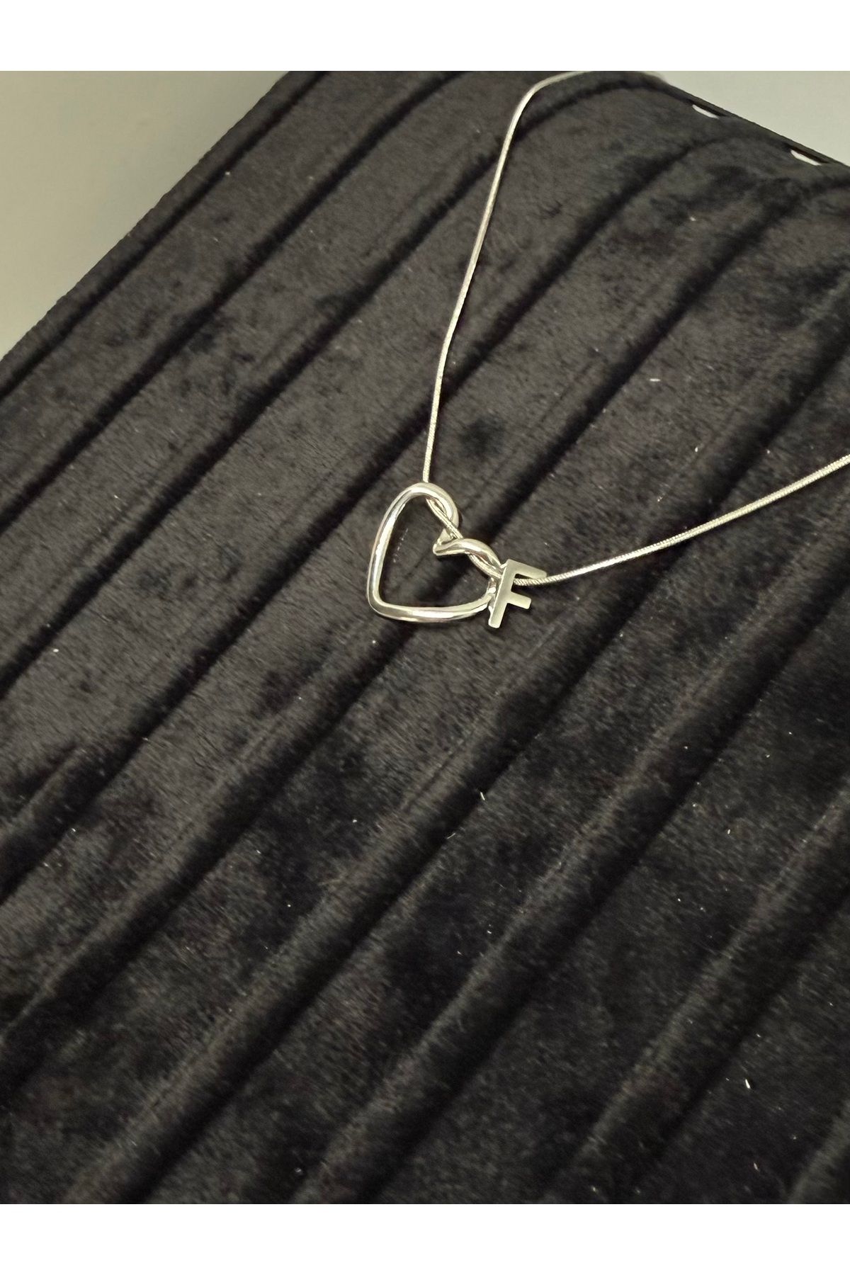 Gulsah's Store Çelik silver minimalist kalpli harfli kolye