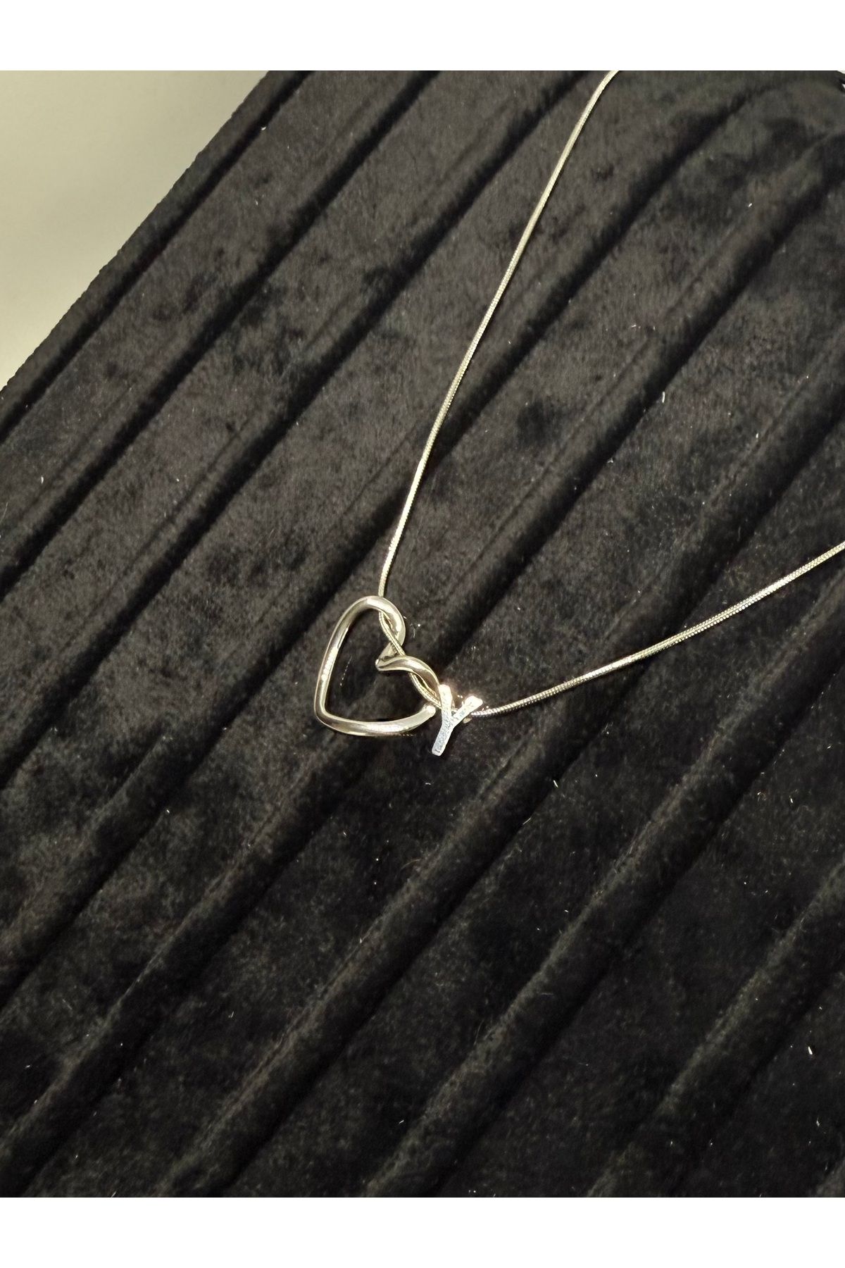 Gulsah's Store Çelik silver minimalist kalpli harfli kolye