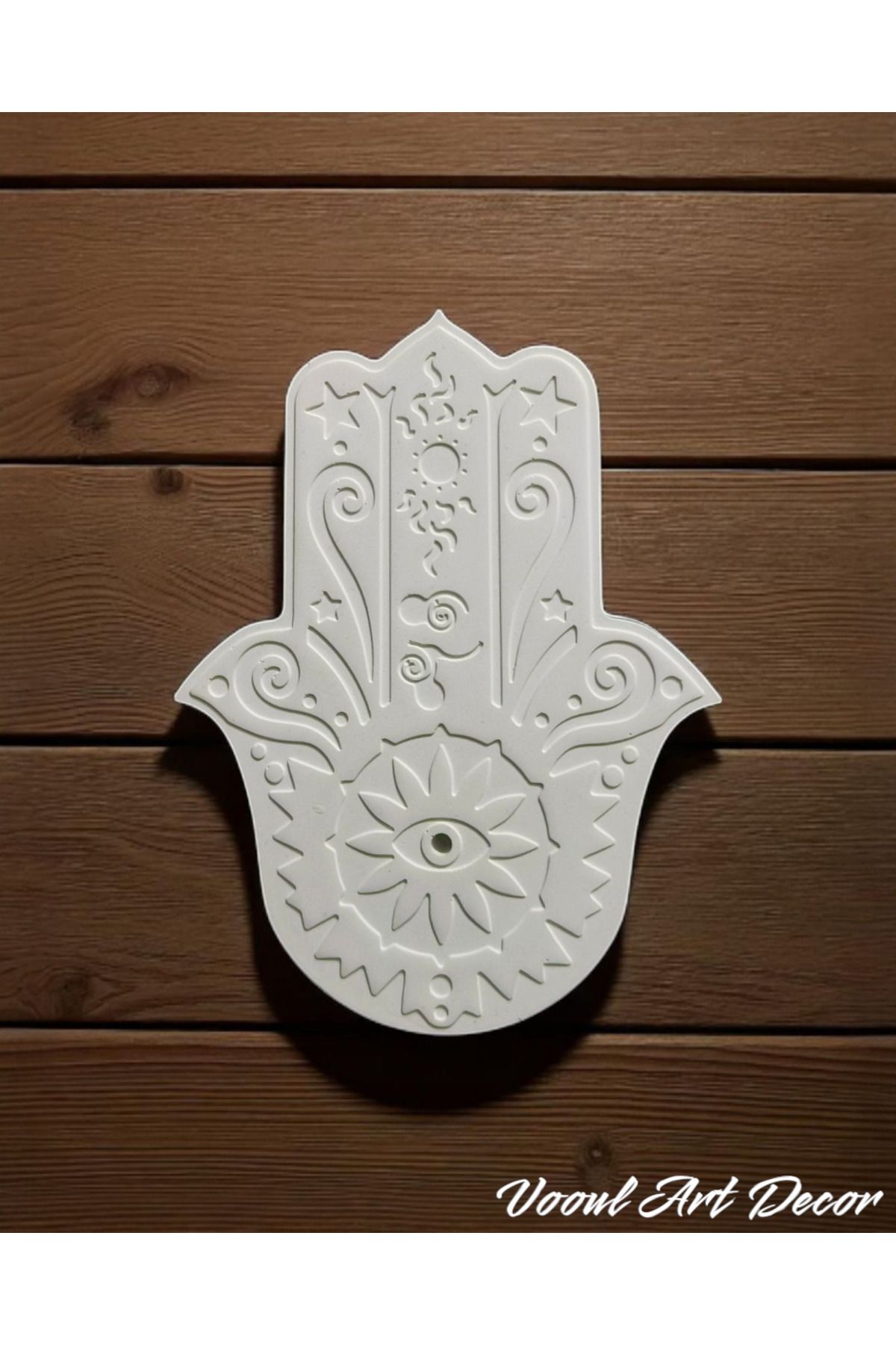 Vooul Art Decor El Yapımı Dekoratif Tütsülük Obje - Hamsa Sembollü, Nazarlık Desenli