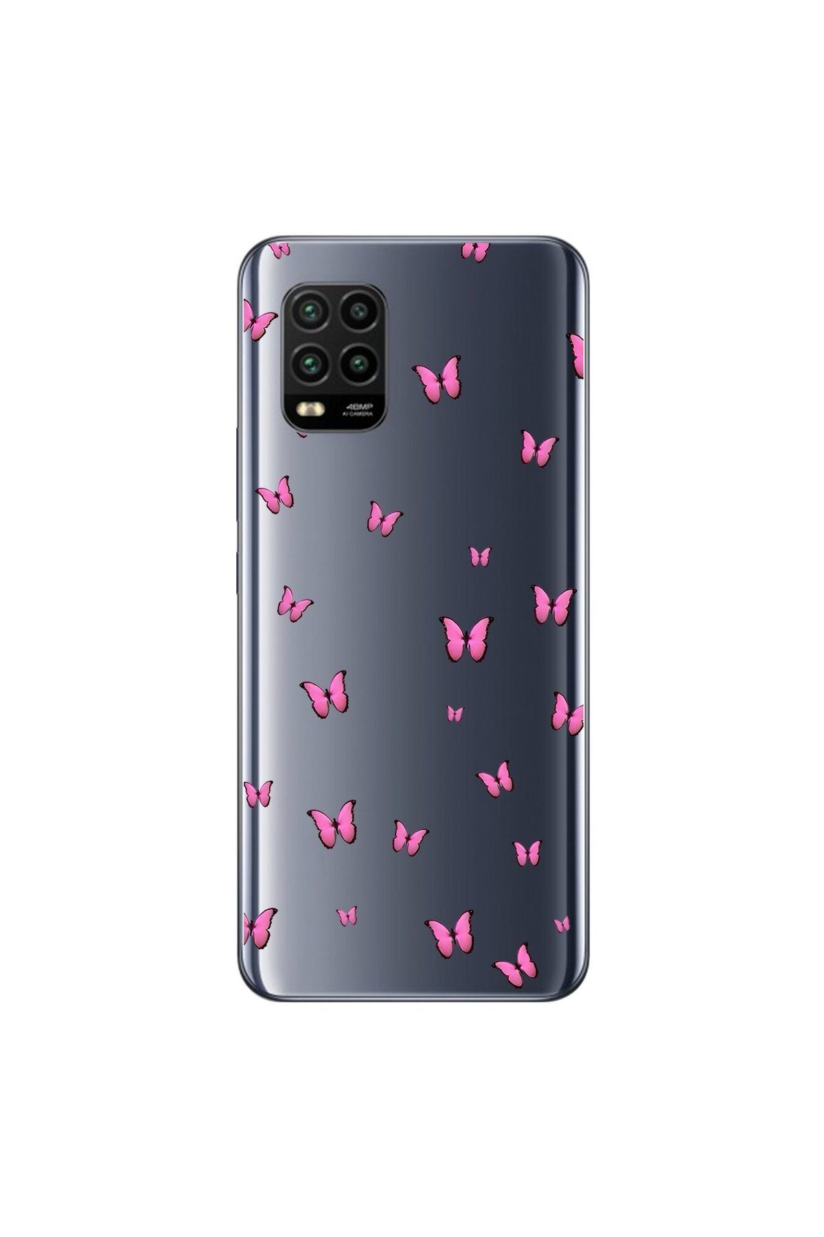Dali Design Xiaomi Mi 10 Lite Uyumlu Şeffaf Kılıf Kelebek 2 Tasarımlı