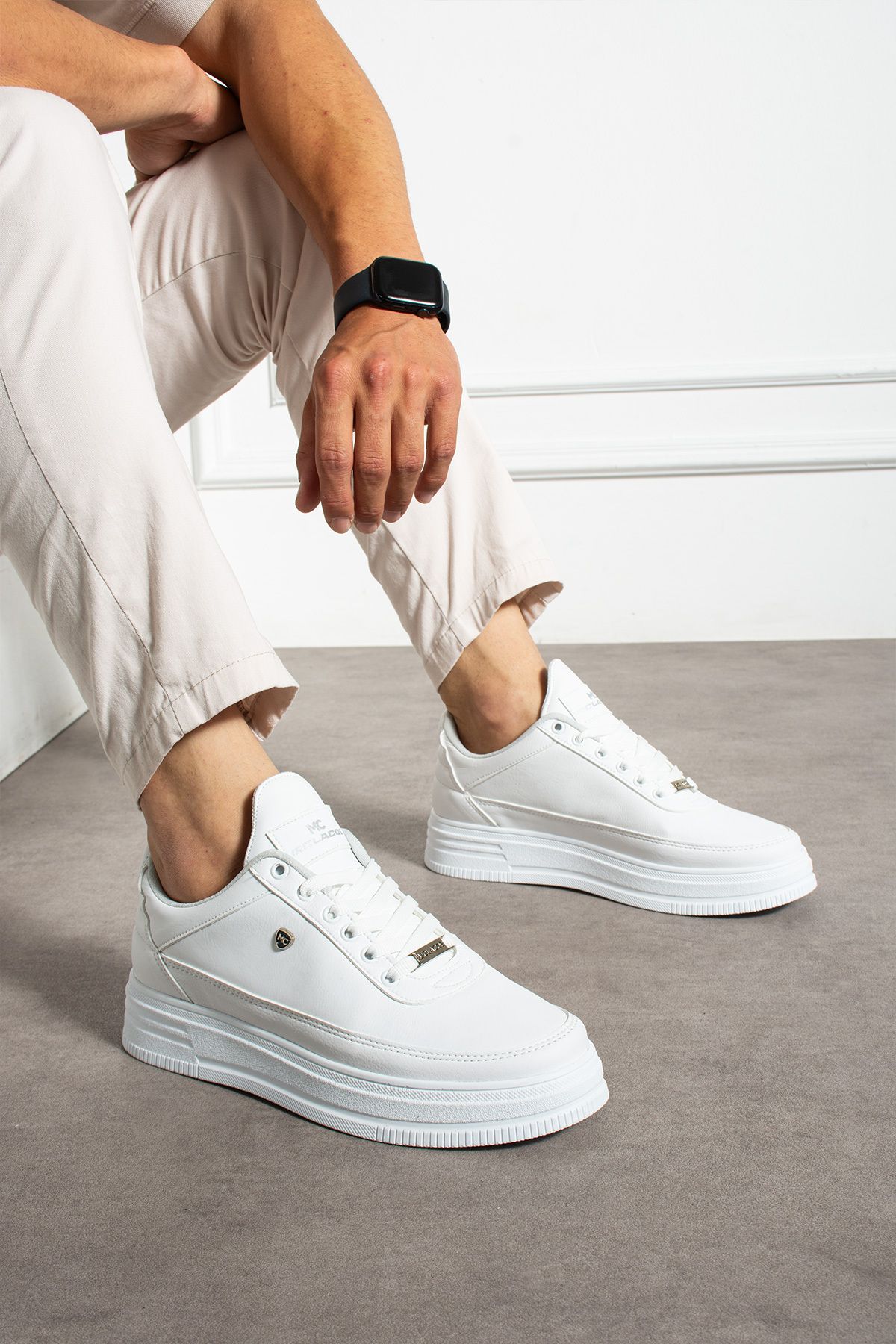 MCLACOS Erkek Sneaker Günlük Spor Ayakkabı Yüksek Taban Beyaz- Rahat Tasarım x7