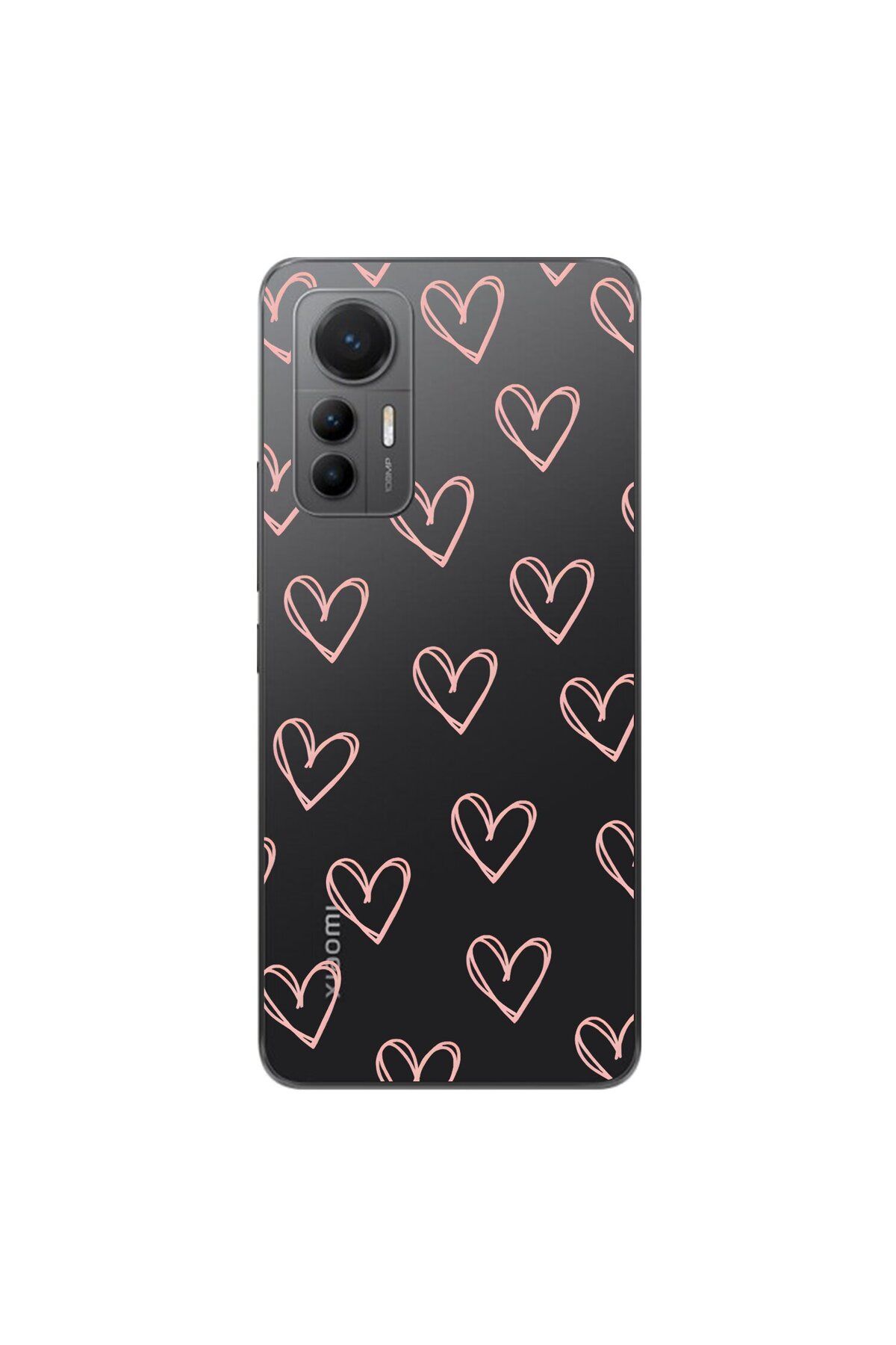 Dali Design Xiaomi Mi 12 Lite Uyumlu Şeffaf Kılıf Şeffaf Kalp 2 Tasarımlı