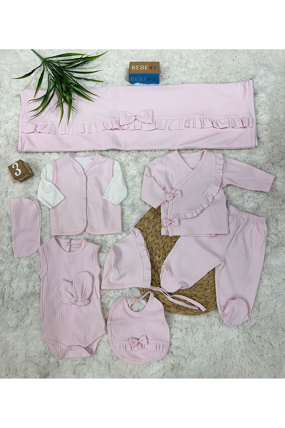 BEBEXY BUTİK Kurdelel Detaylı 10 Parça Hastane Çıkışı Set