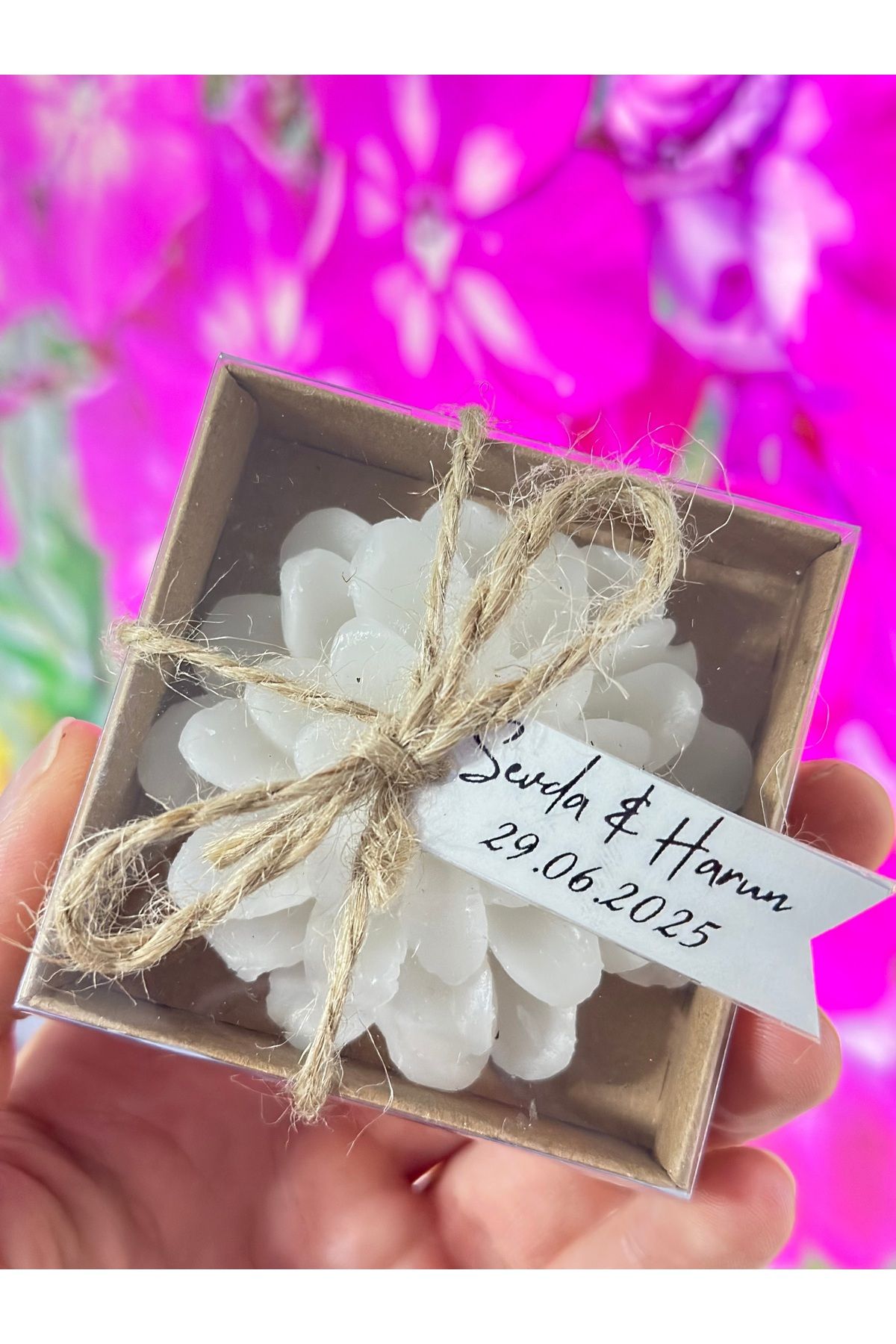 Lina Home Design Lotus mum,Nişan hediyelik,Söz hediyelik,Nikah hediyelik,Kutuda mum