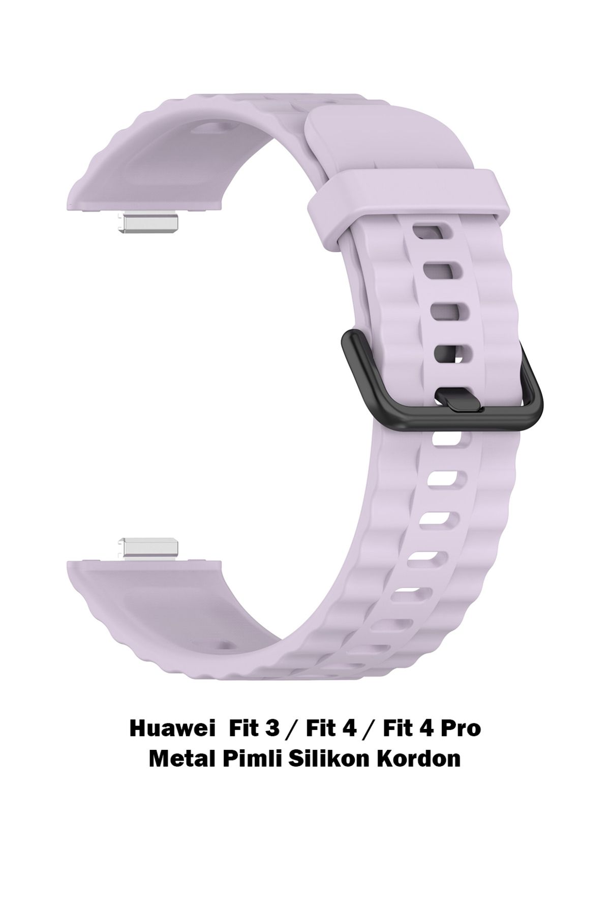 Novatis Huawei Fit 4 Pro /Fit4 / Fit3 Uyumlu Silikon Dalgalı Soft Metal Pim ve Tokalı Kayış