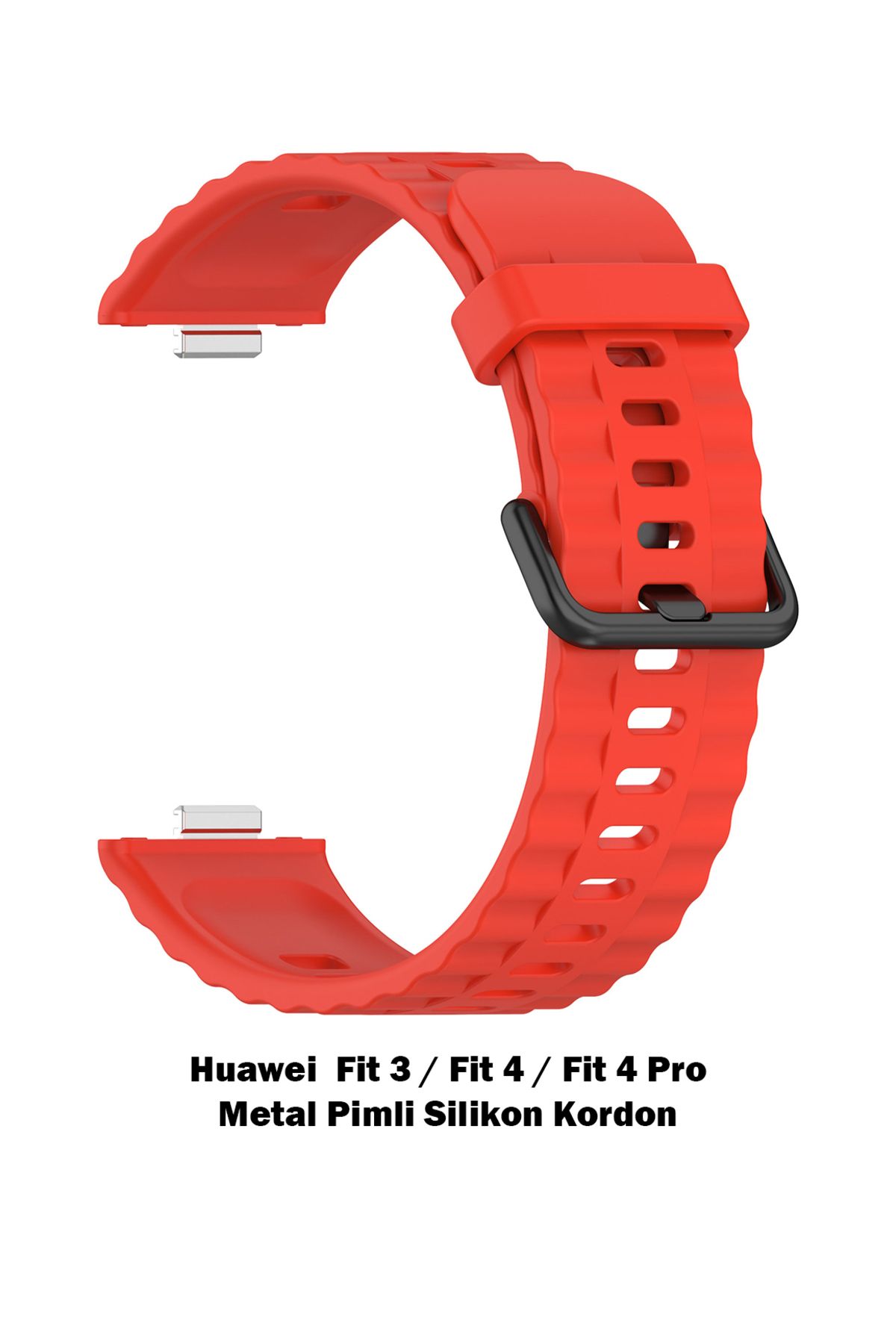 Novatis Huawei Fit 4 Pro /Fit4 / Fit3 Uyumlu Silikon Dalgalı Soft Metal Pim ve Tokalı Kayış