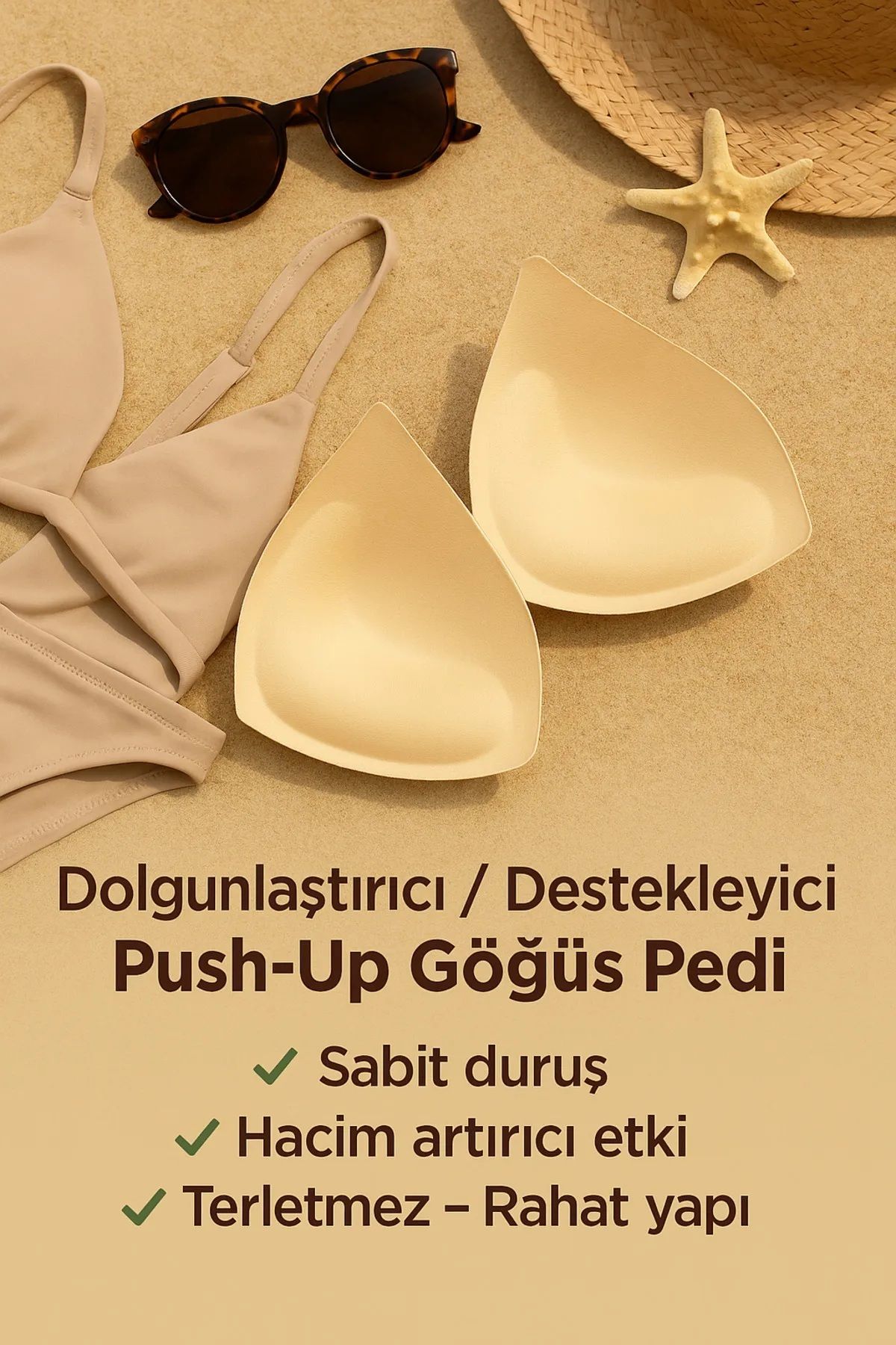 CUPSEA Mayo Bikini Full Destek Duble Dolgu Üçgen Pus-up Pad