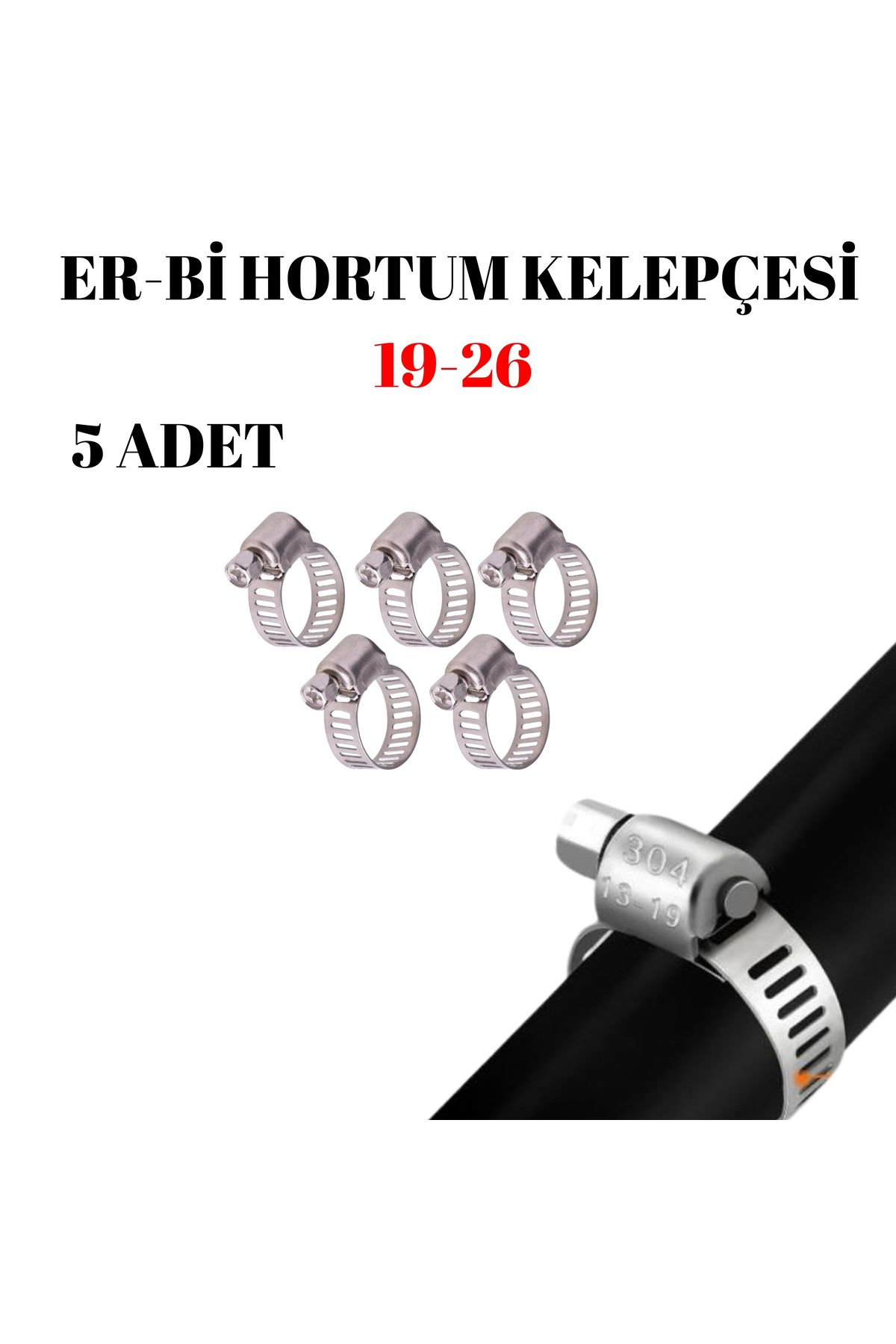 JuneThree A Tipi 19-26 Mm Ayarlı Hortum Kelepçesi 5 Adet
