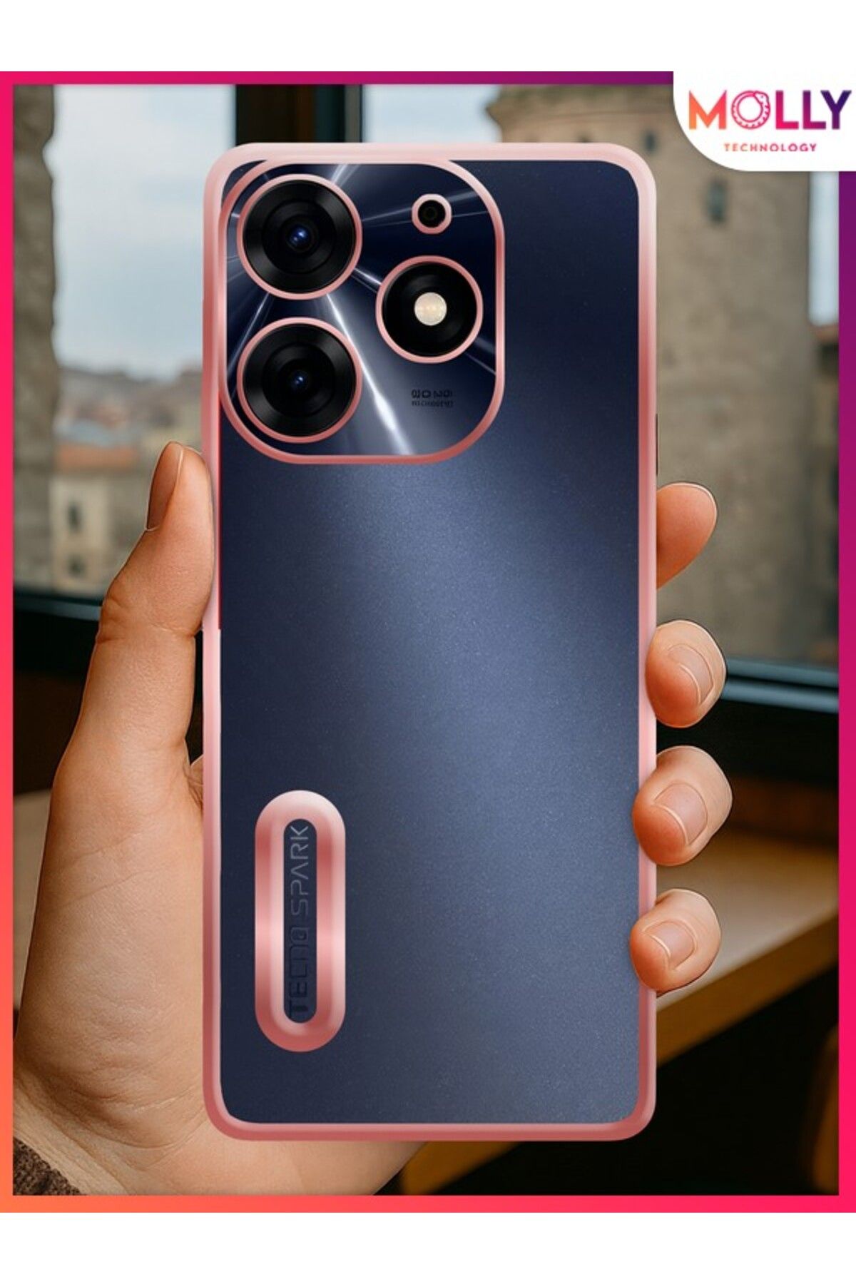 Molly TECNO SPARK 10 PRO İçin Kenarları Rose Lens Koruyuculu Lou Lazer Şeffaf Silikon Kılıf