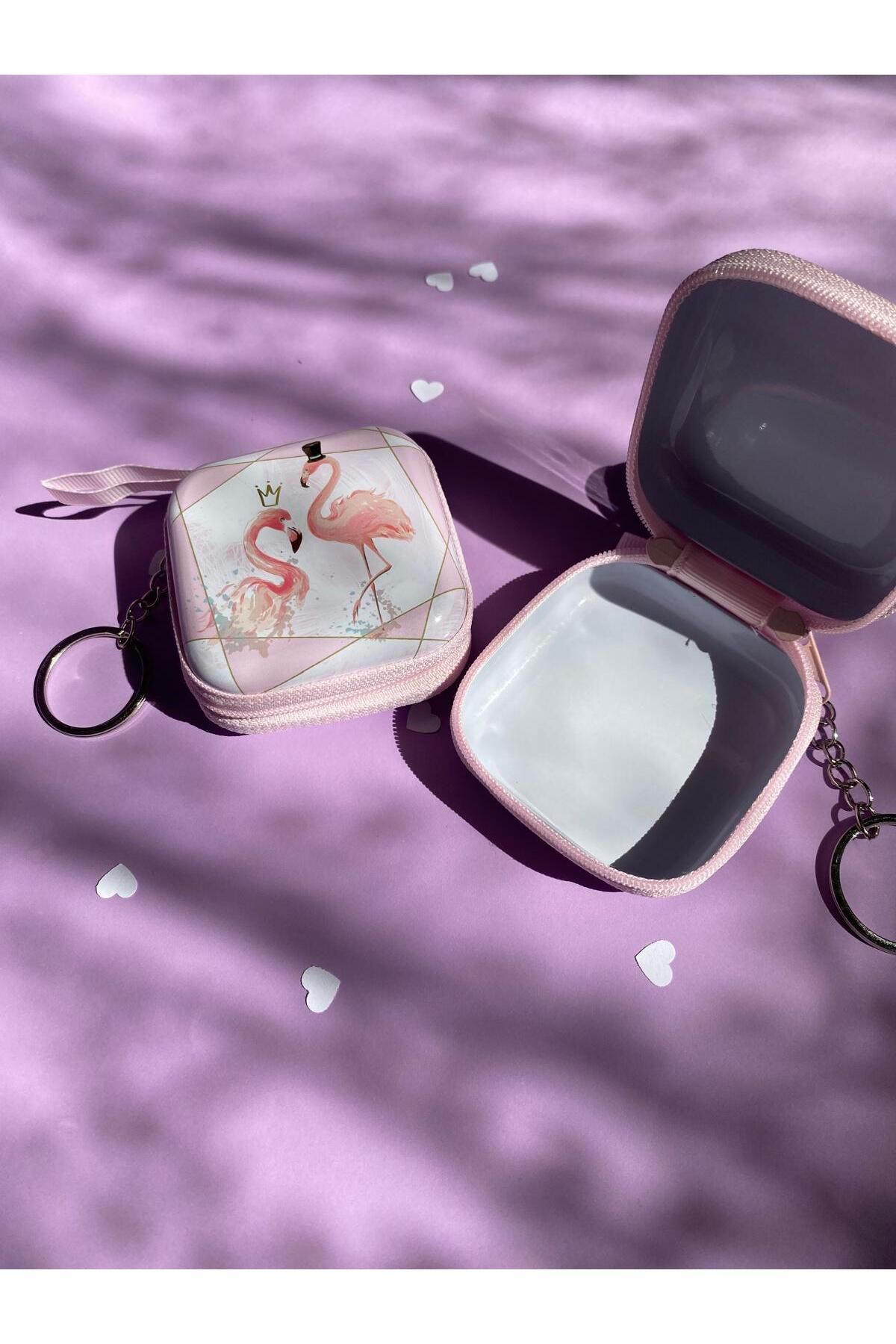 sabiha aksesuar desenli fermuarlı mini metal kutu(7cm)