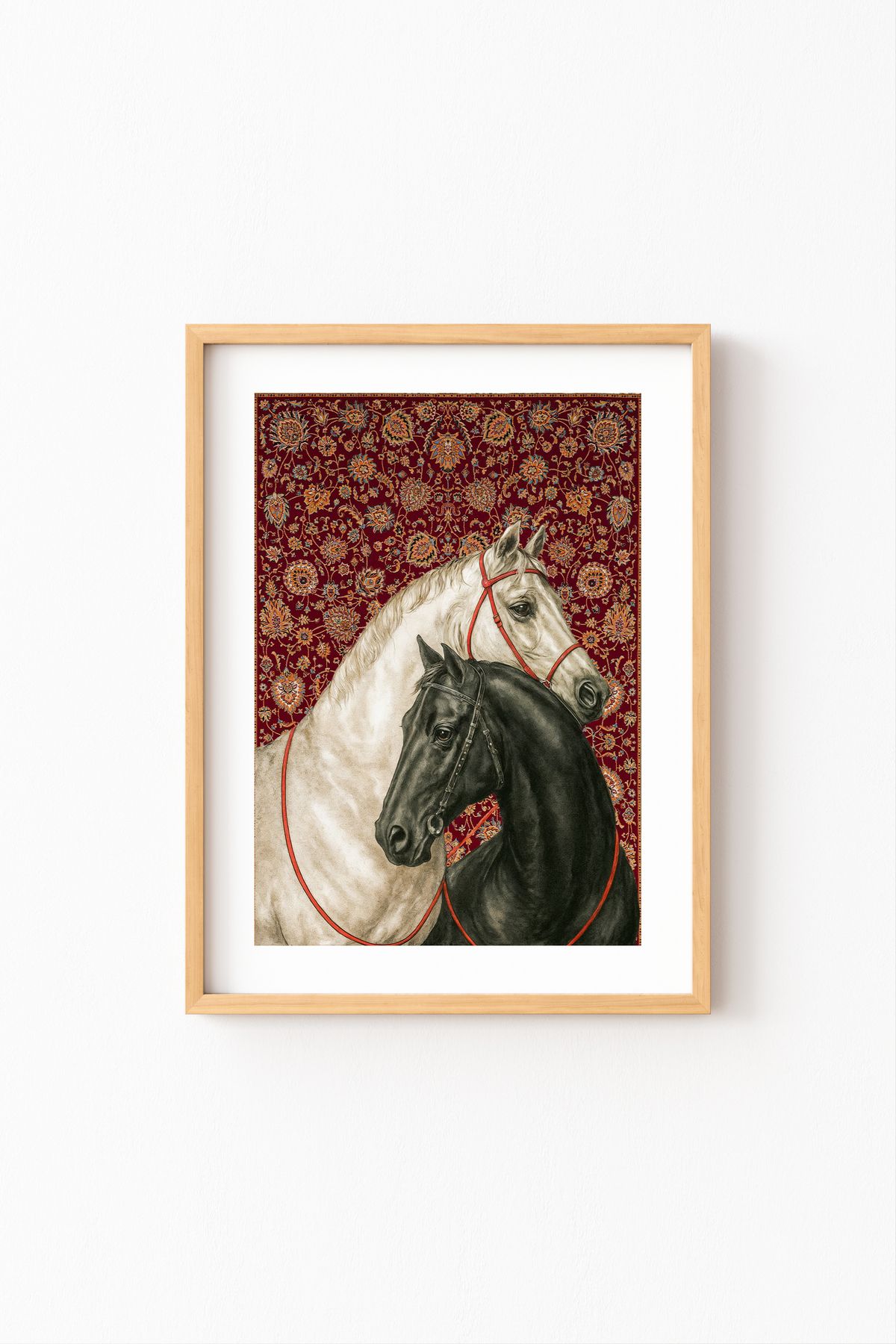 epiqart Bozkırın Atları - Ahşap Desenli Çerçeve
