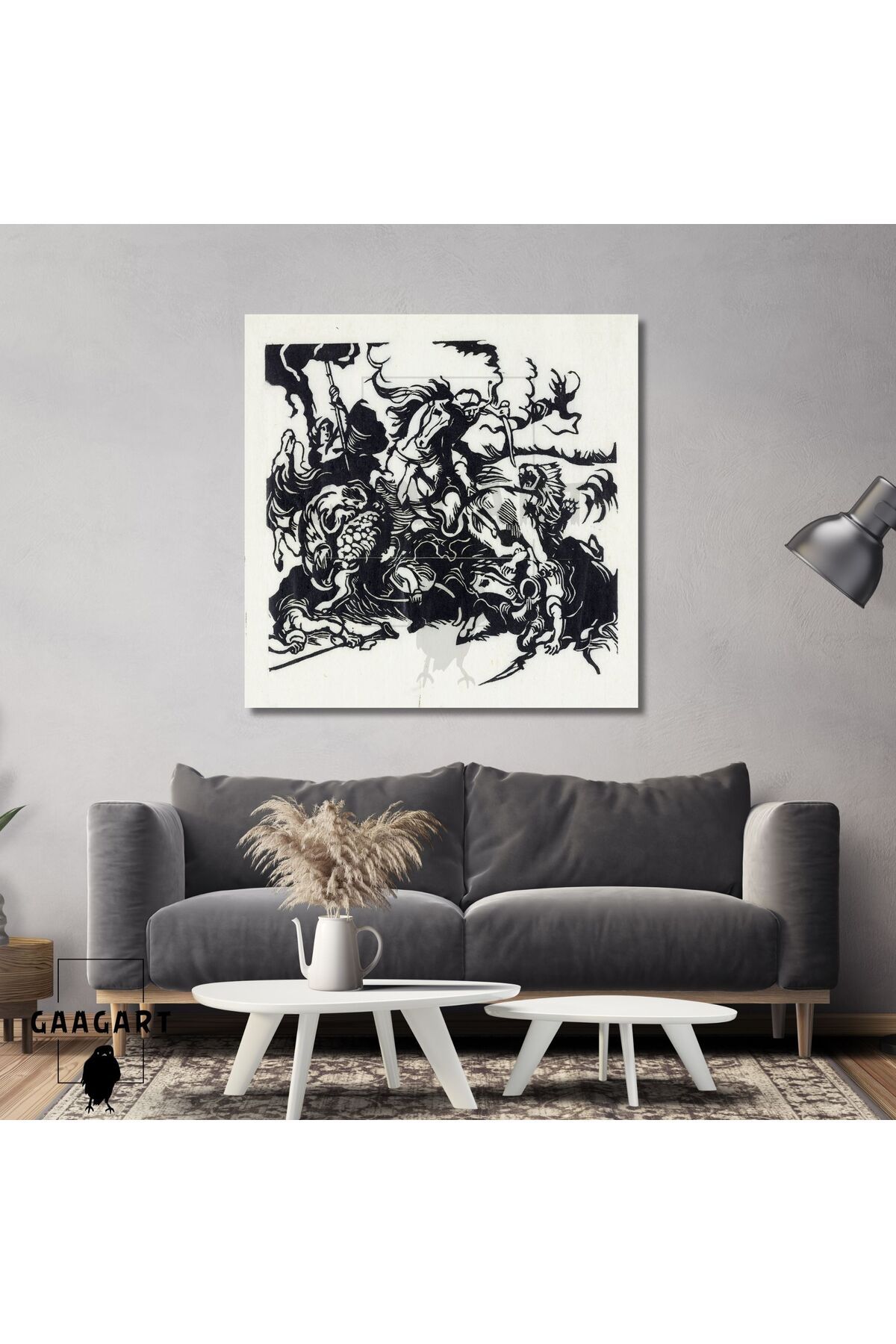 GAAGART Kare Kanvas Tablo Ünlü Eserler Franz Marc-Lion Hunt For Delacroix (1913)