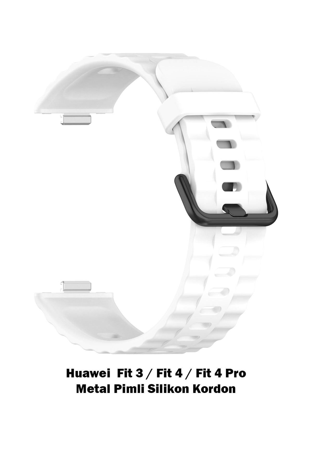 Novatis Huawei Fit 4 Pro /Fit4 / Fit3 Uyumlu Silikon Dalgalı Soft Metal Pim ve Tokalı Kayış