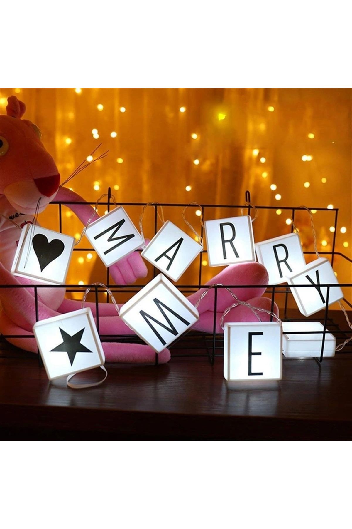 HAZEGO 10&apos;lu Lightbox Işıklı Harf Mesaj Panosu Dekoratif Harf Işık Zinciri