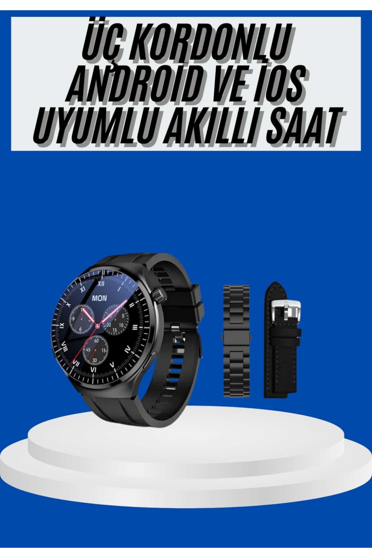 Abayt Ticaret Amoled Ekran Akıllı Saat Üç Kordonlu İOS Android Uyumlu