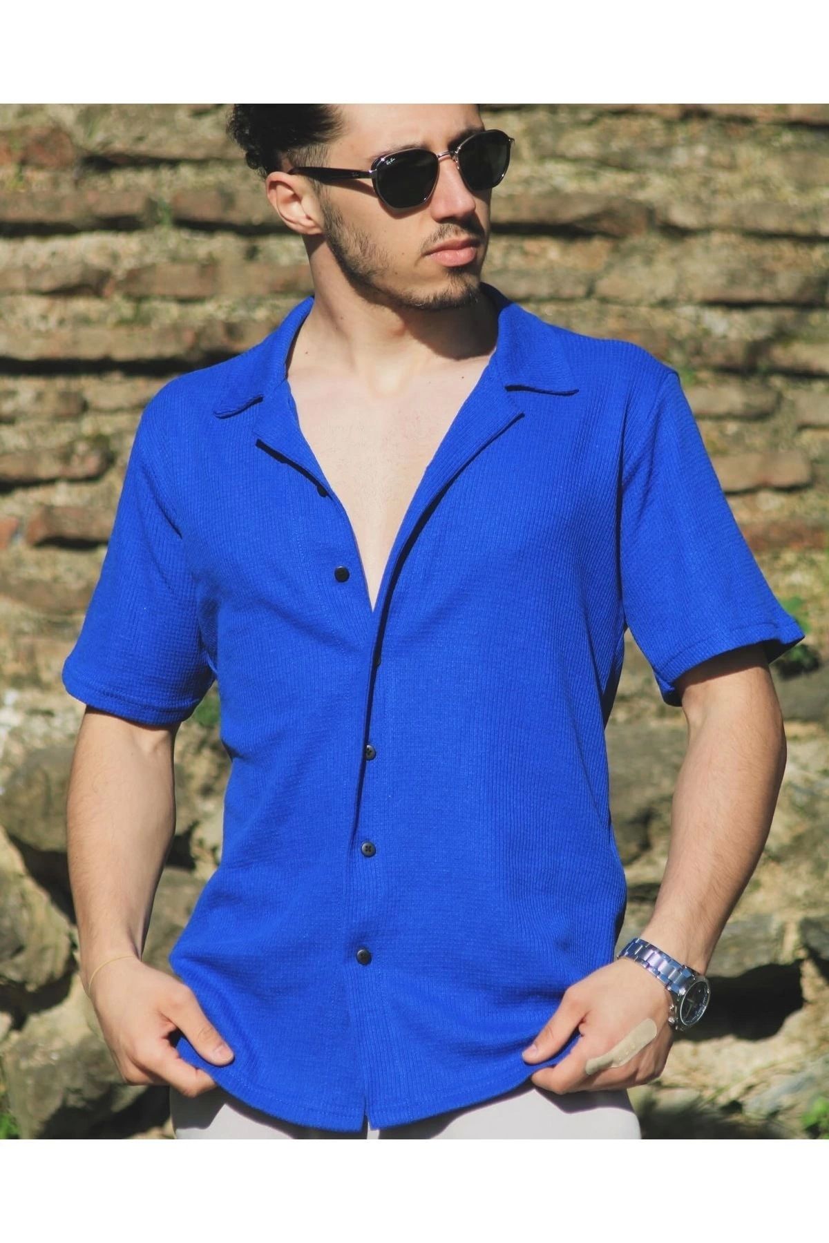 Store %100 pamuk slim fit yazlık polo yaka kısa kollu şık erkek gömlek