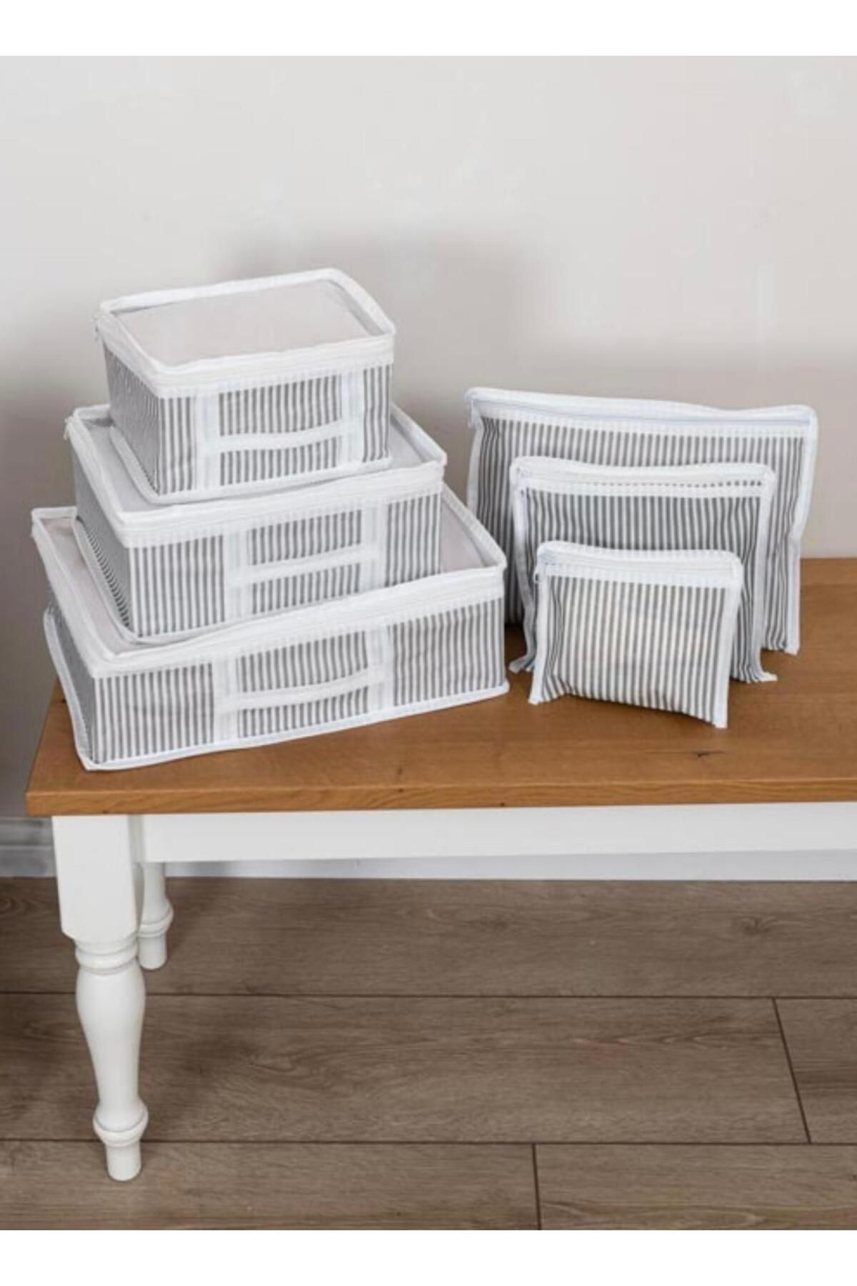 Era Concept Bavul Organizer 6'lı Bavul Organizer 6 Parça Bavul Düzenleyici Çizgili