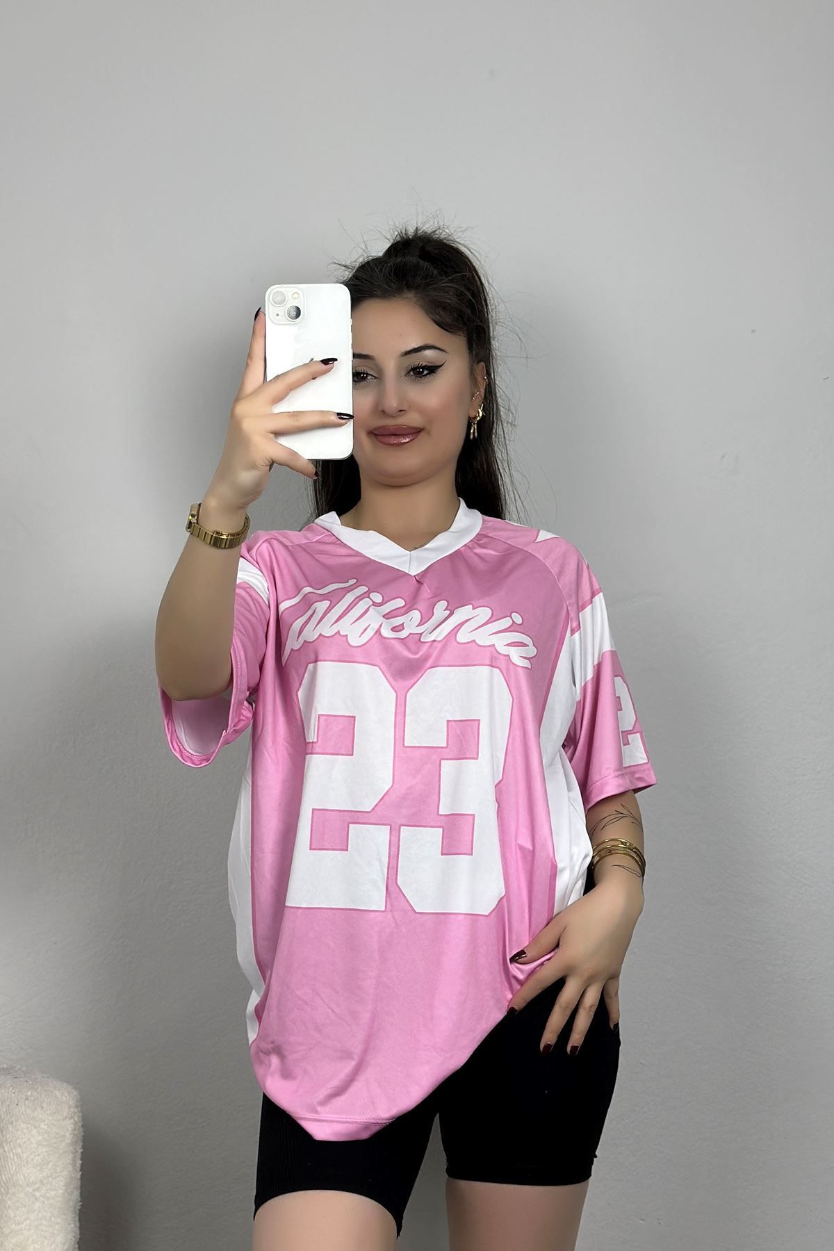Fashi10 Oversize Forma Tişört Pembe