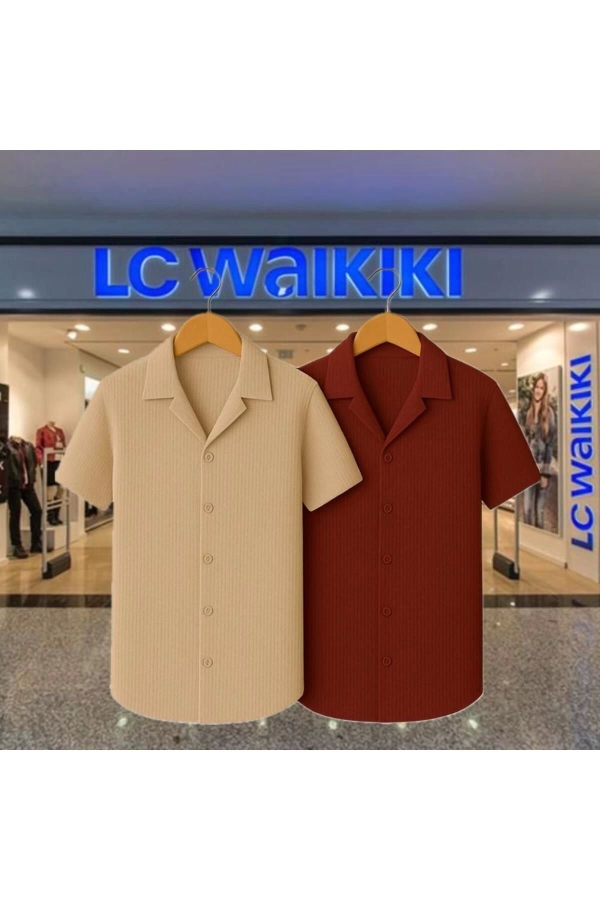 LC Waikiki LCWAIKIK 2'li Avantaj %100 Pamuk Yeni Sezon Trend Kısa Kol Erkek Düğmeli Premium Gömlek