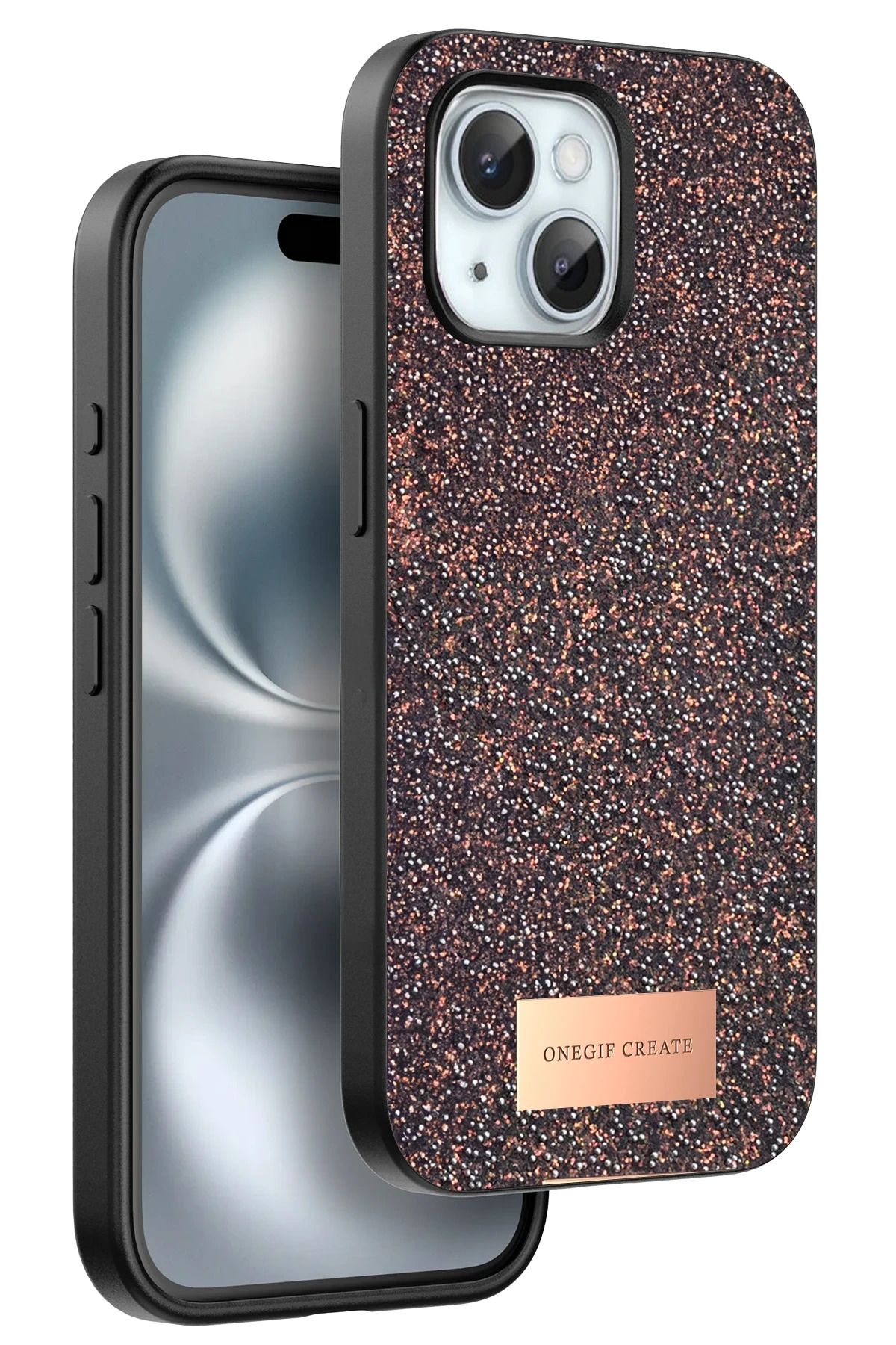 CepteToptan Onegif iPhone 15 Plus Bright Simli Kapak - Derin Mor
