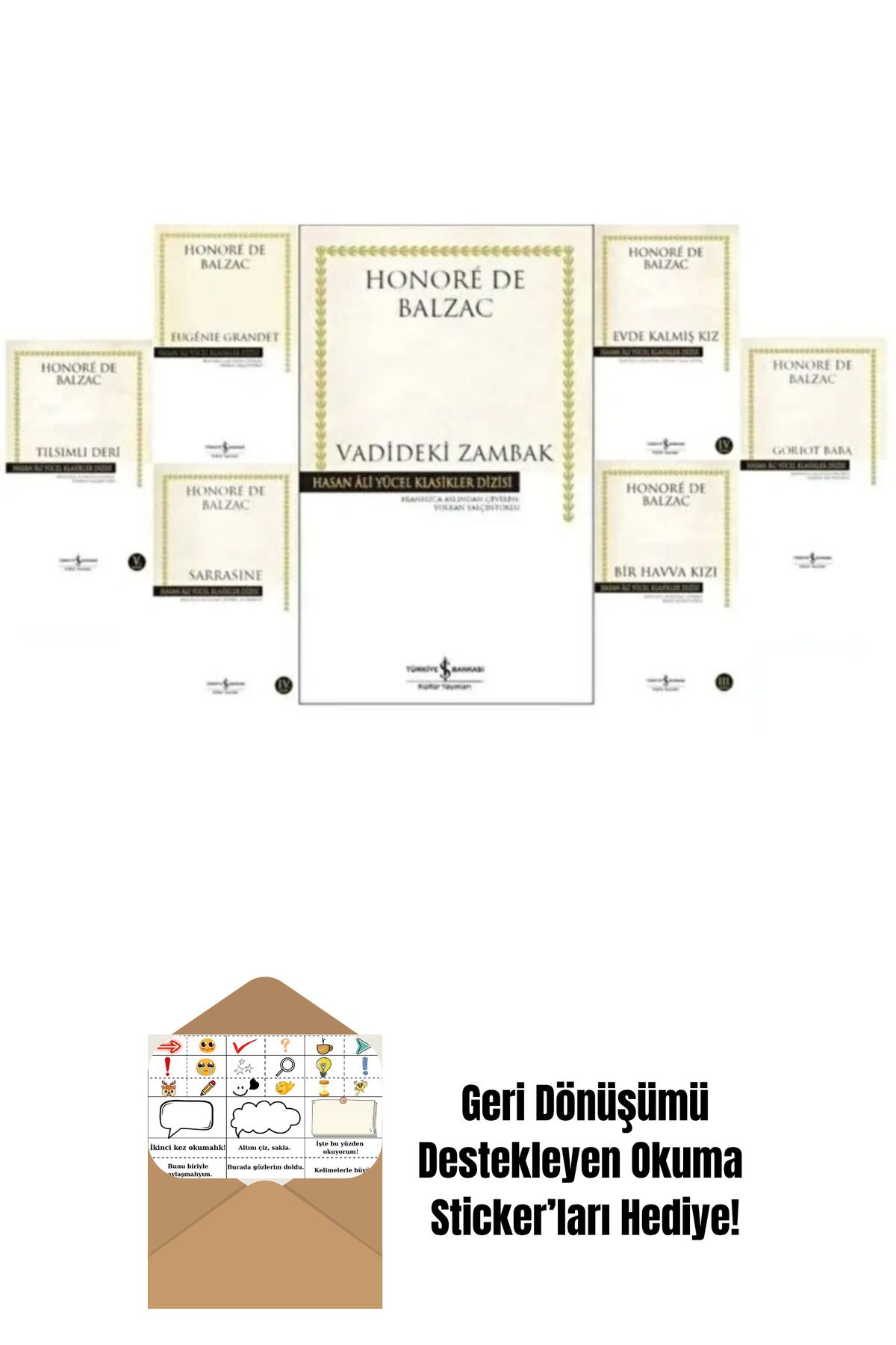 TÜRKİYE İŞ BANKASI KÜLTÜR YAYINLARI Balzac 7 Kitap Set + Okuma Sticker'ları