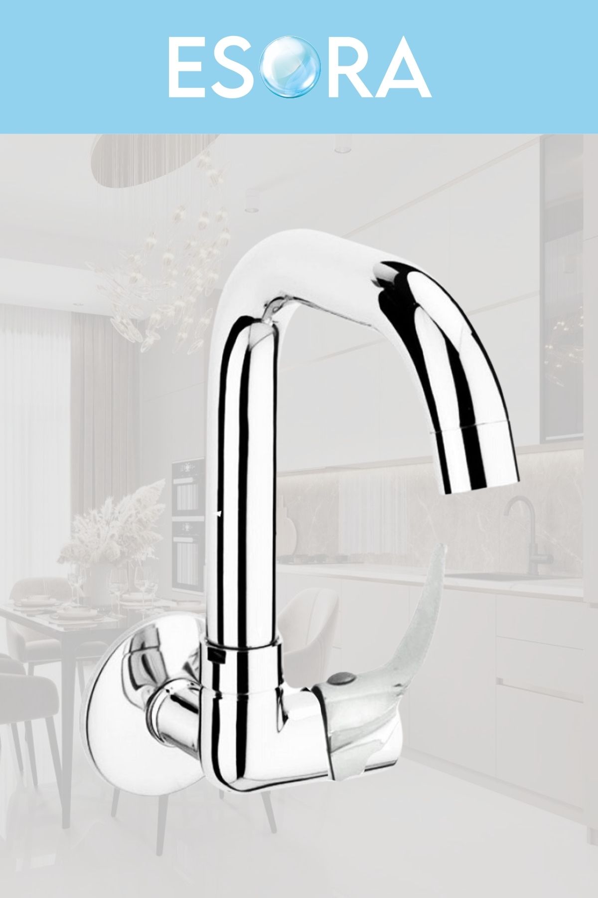 ESORA Mix Tekli Duvardan Köşe Borulu Lavabo Bataryası Musluğu Çeşmesi